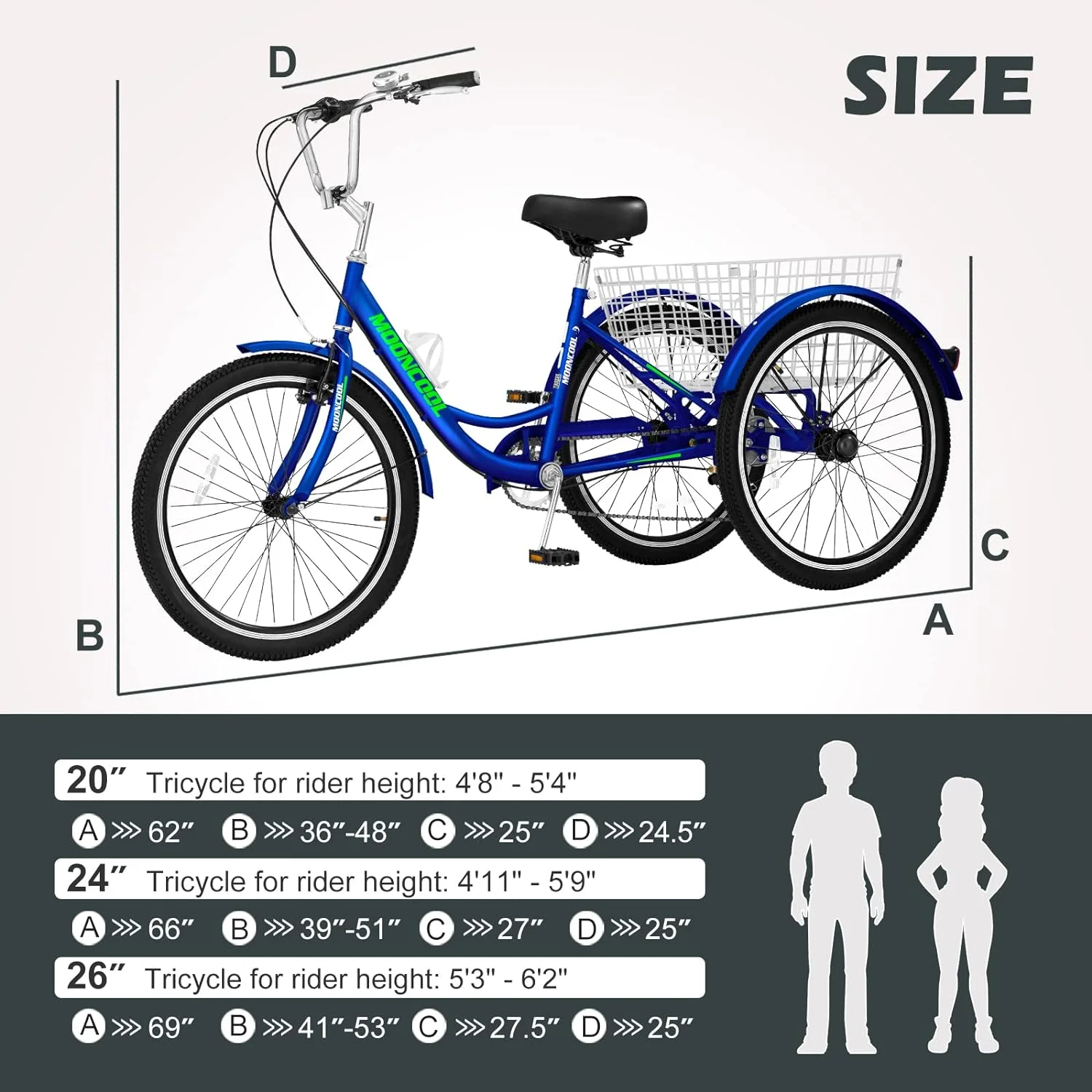 FICISOG 7 Speed Adult Tricycle for Women, 20/24/26 Inch Adult Trike with Basket, 3 Wheel Bikes for Adults Seniors, Cruise Trike for Shopping Picnic - Image 30