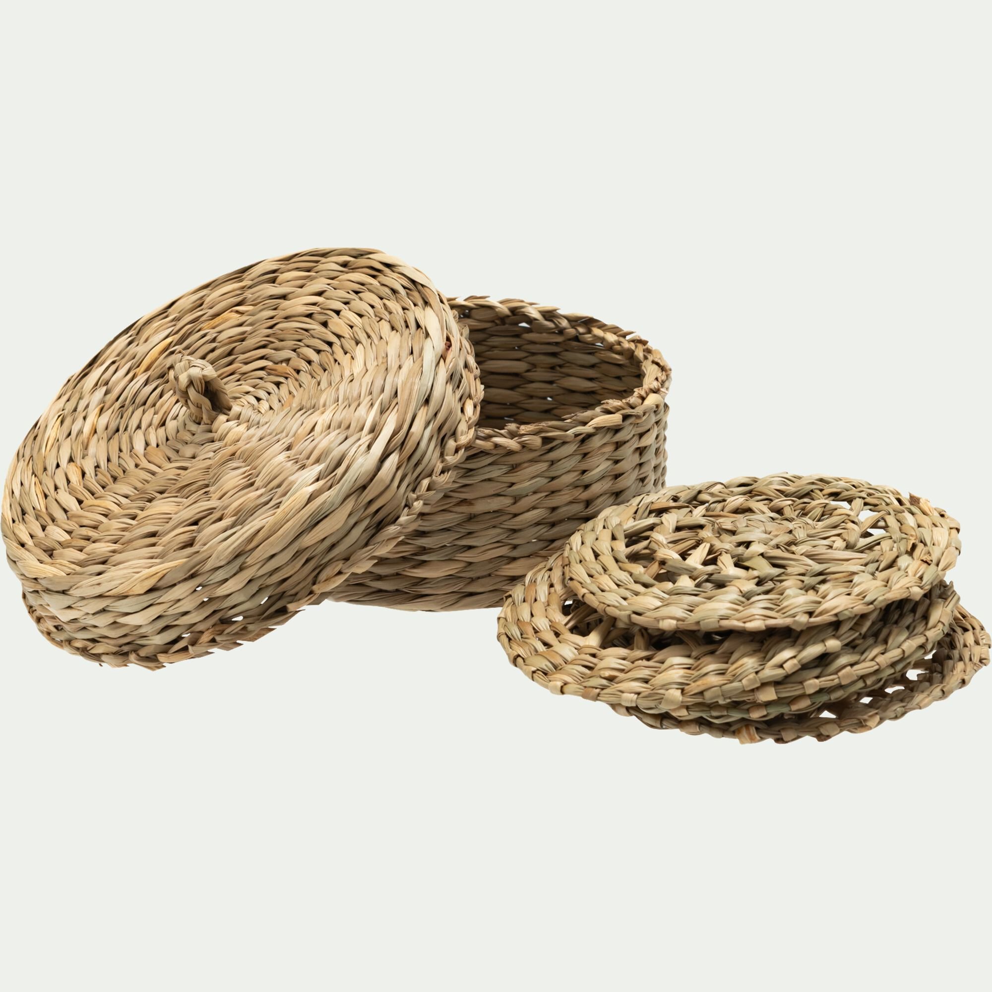 TRESSE - Lot de 6 dessous de verre en jonc de mer - naturel