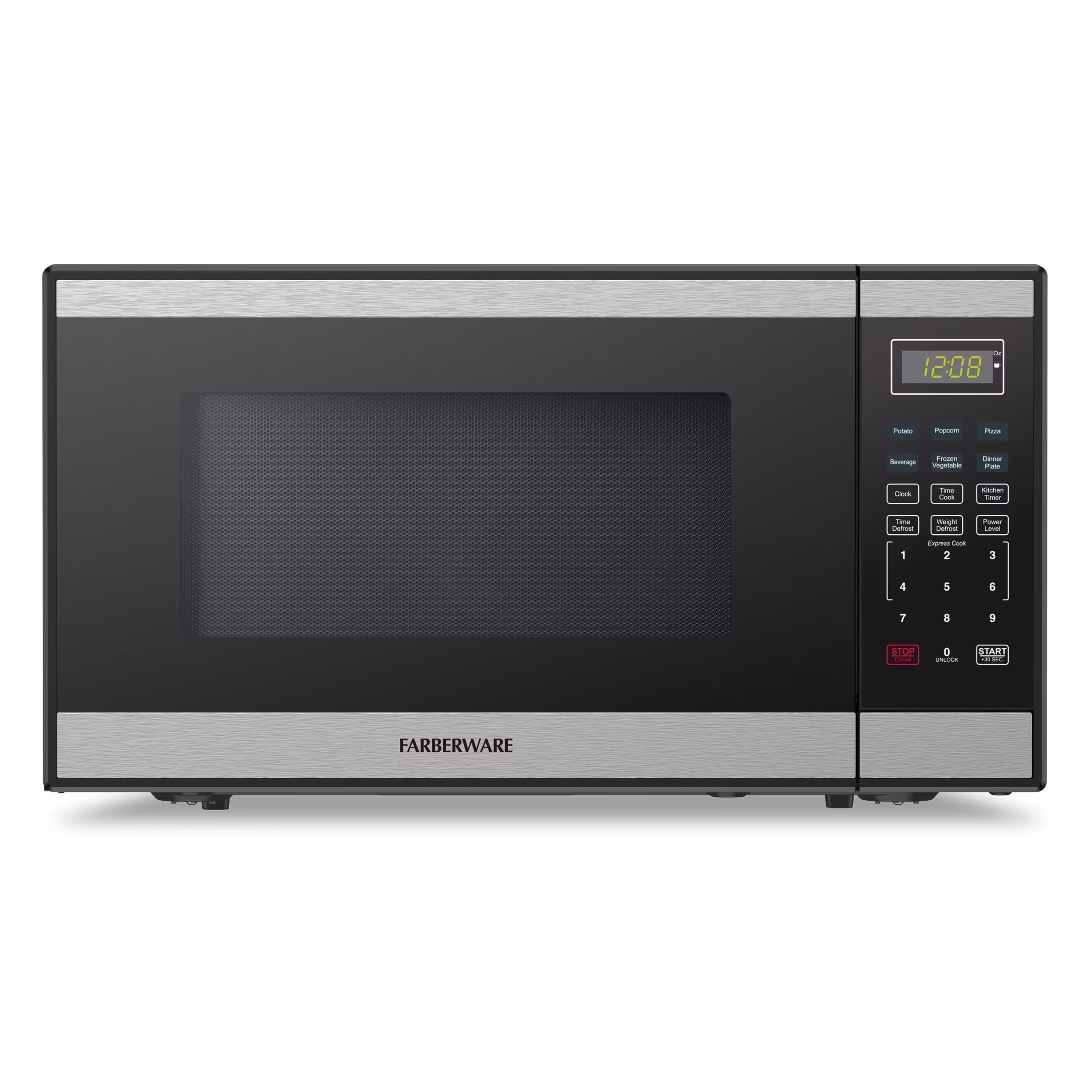Farberware FMGZ09BKA 0.9 Cu. Ft. Microwave Oven, 900W, Digital Control, LED Display, 6 Cooking Presets, Black