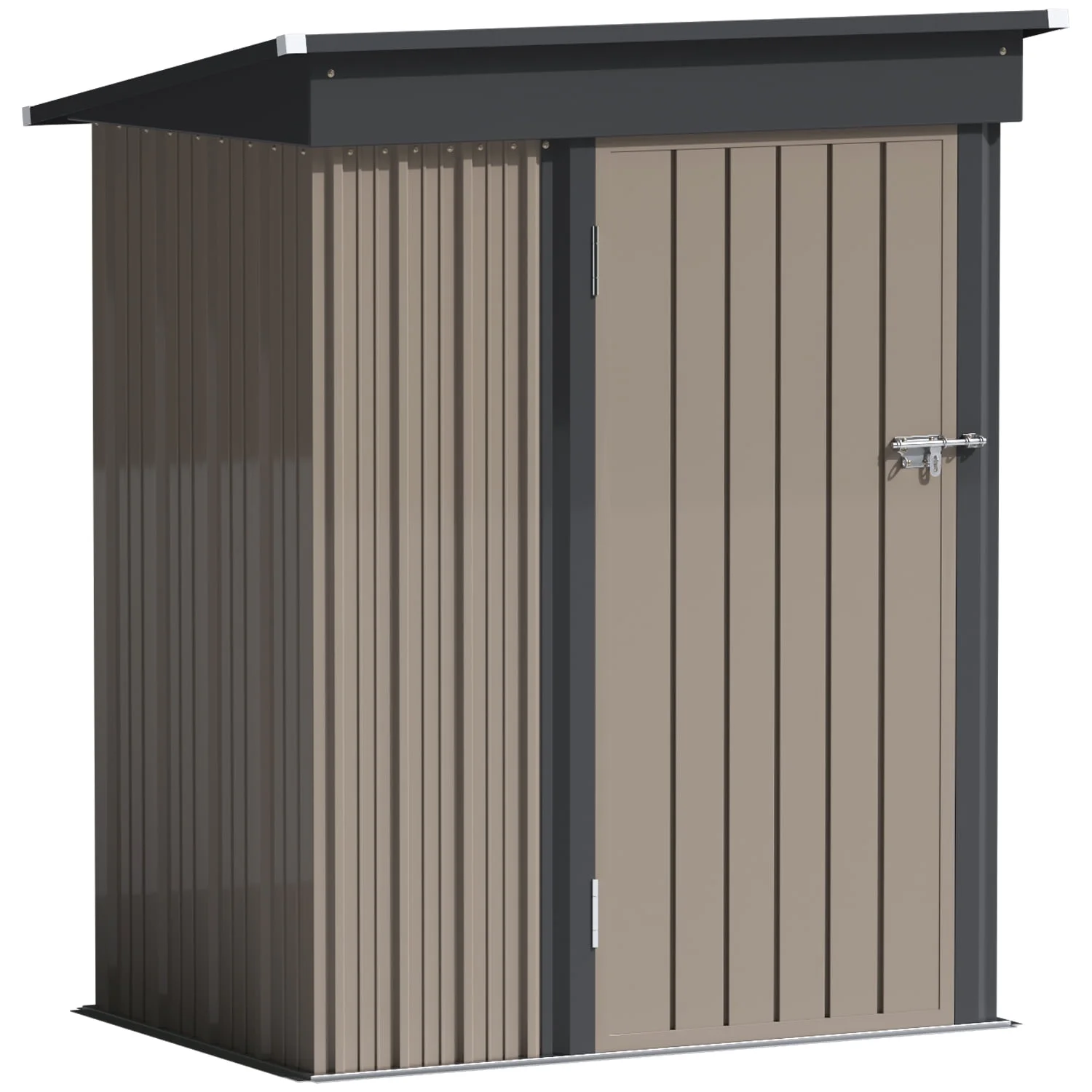 LACOO 4' x 6' Outdoor Storage Metal Shed for Tool Storage, Outdoor House for Backyard & Garden,Brown - Image 16