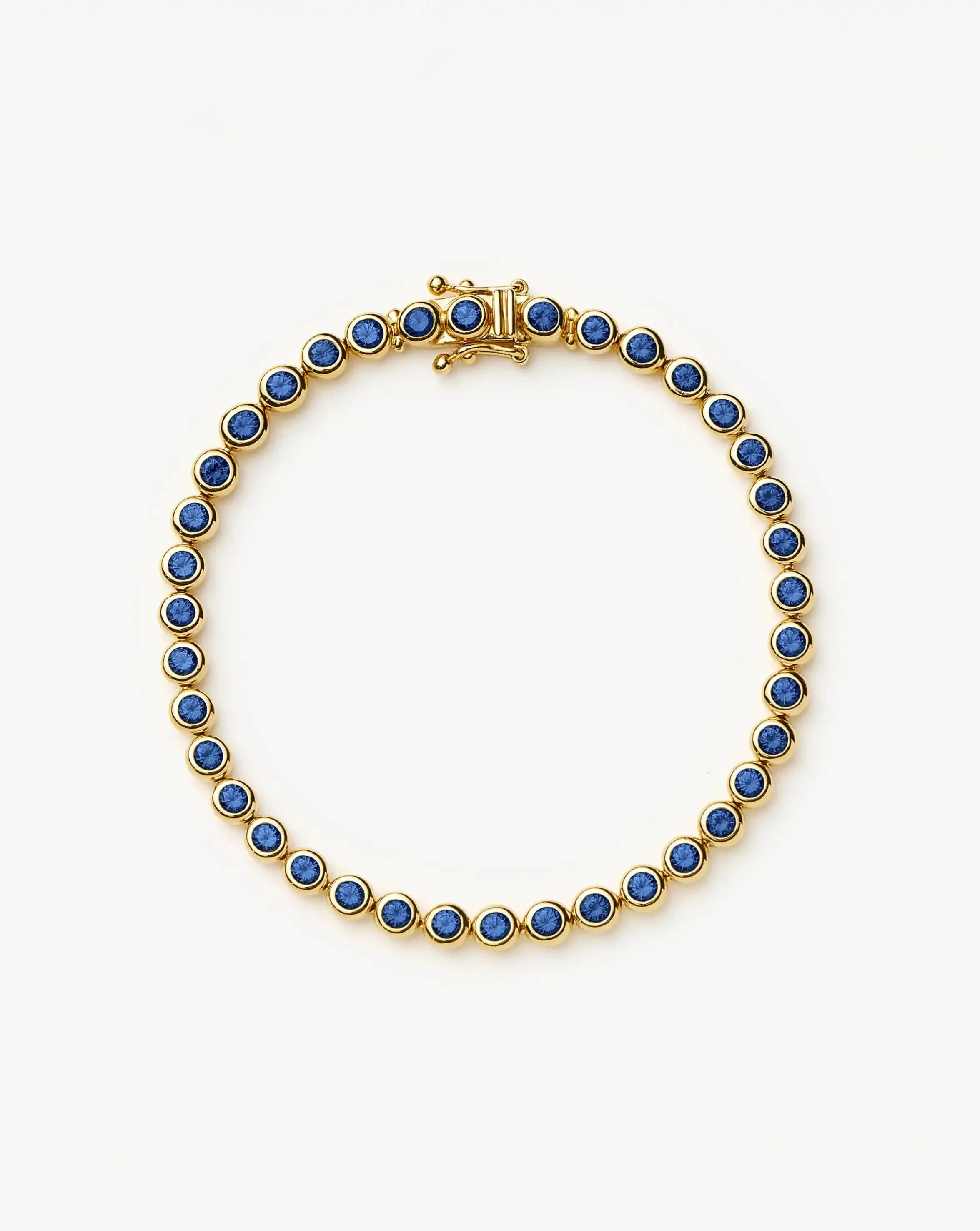 Tennis Round Bracelet | 18ct Gold Vermeil/Sapphire Blue Nano-crystal