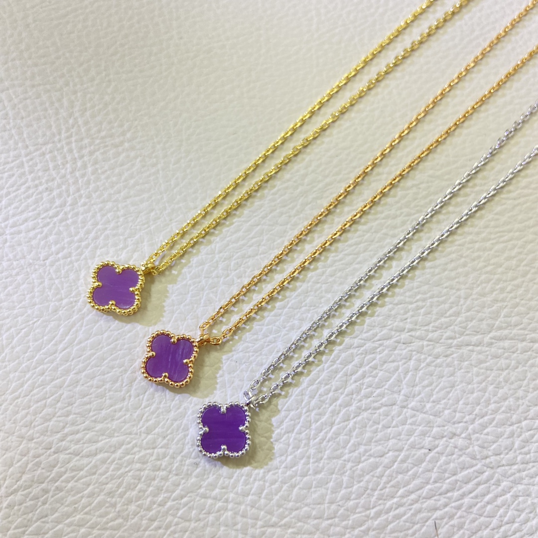 VCA Mini Purple Sweet Alhambra Necklace - Original Replica Club