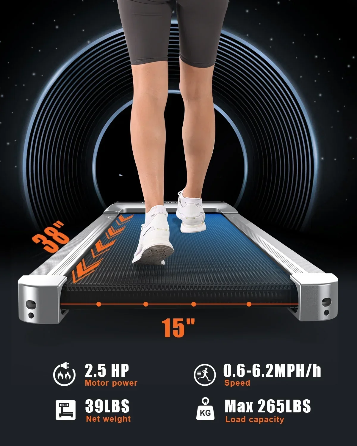Bigzzia Walking Pad Treadmill, 2.5HP Brushless Motor, Silver - Image 6 Bigzzia Walking Pad Treadmill, 2.5HP Brushless Motor, Silver - Image 6