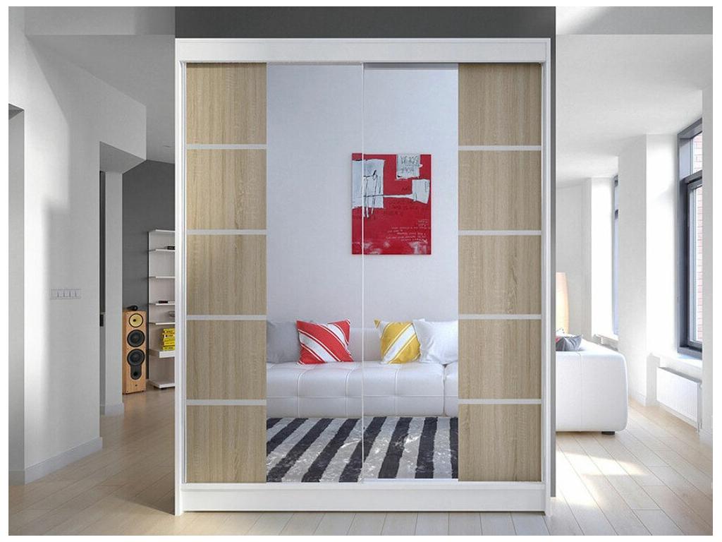 Armario 146 - Roble Hominor - Blanco - 200x150x58cm - Puertas de armario Correderas