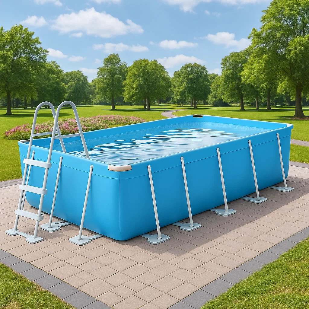 Piscina tubular rectangular desmontable acero 532x265x119 cm color azul/gris con filtro y escalera MqyDNkq198AF