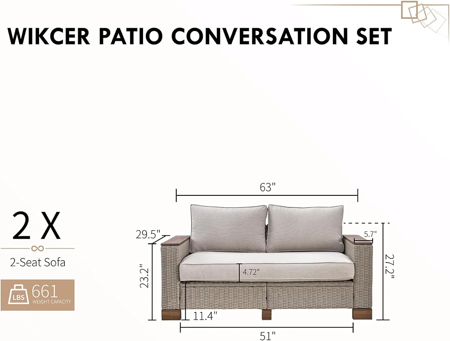 Jocisland Patio Furniture Set, 6 Piece Modular Rattan Outdoor Sectional Set with Washable Cushions, 3-Seat Outdoor Couch, 1 Loveseat, 1 Single Chair for Lawn Deck Backyard Garden, Beige - Image 14