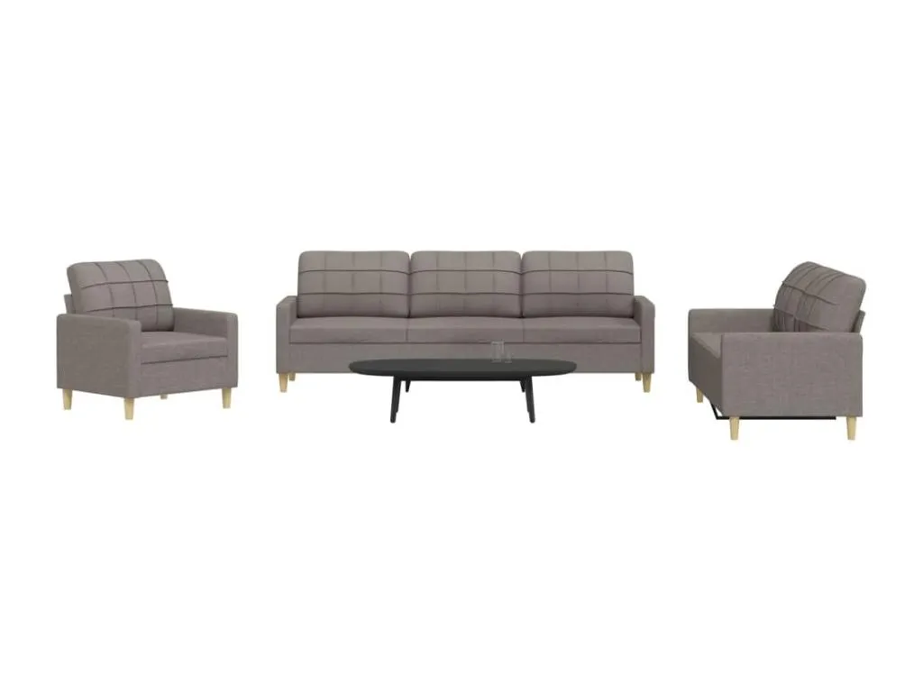 Juego de sofás 3 piezas tela gris taupe