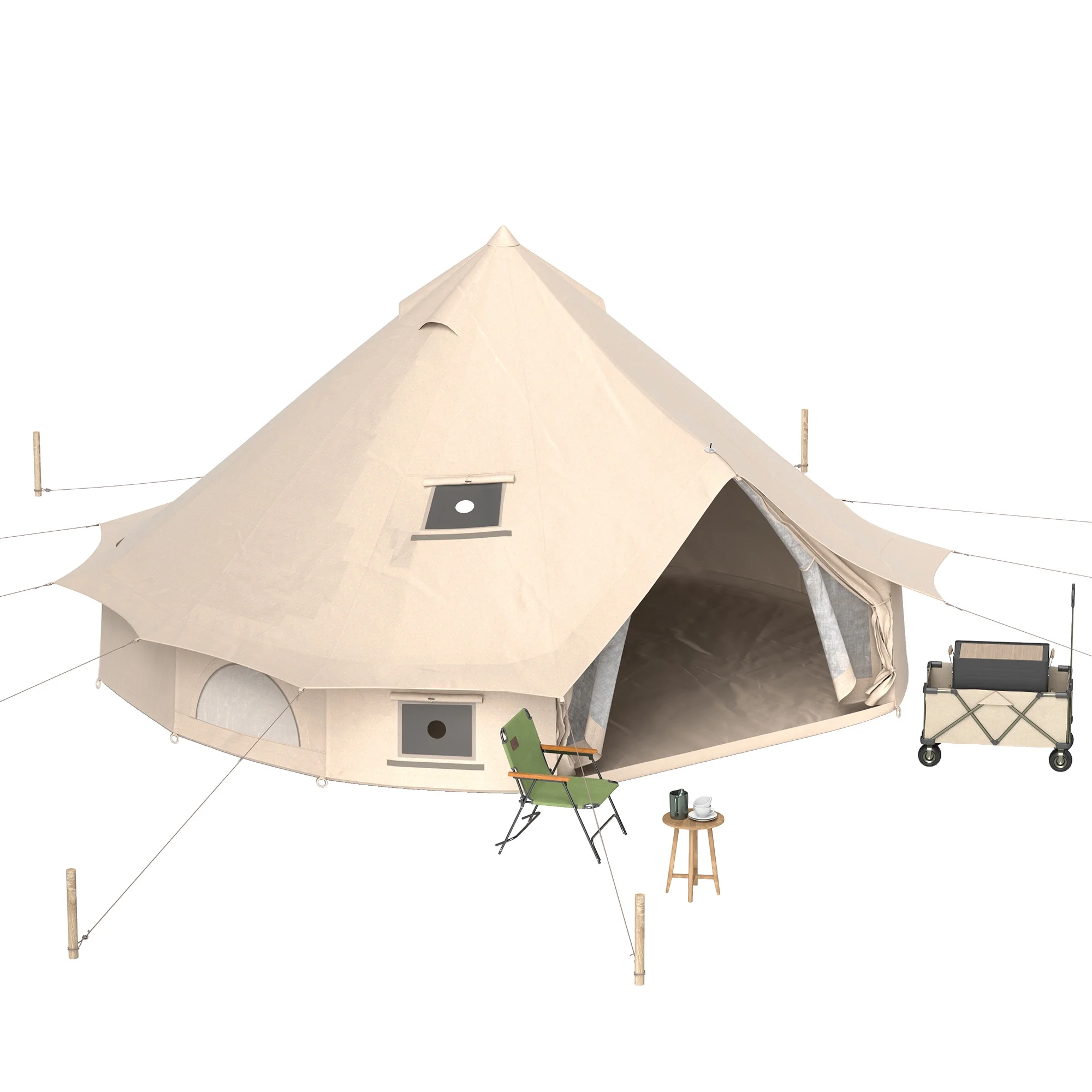 Dextrus Camping Tent with Stove Jacks & Windows for Outdoor Family Party, Camping, Picnic, Barbecue - Image 13