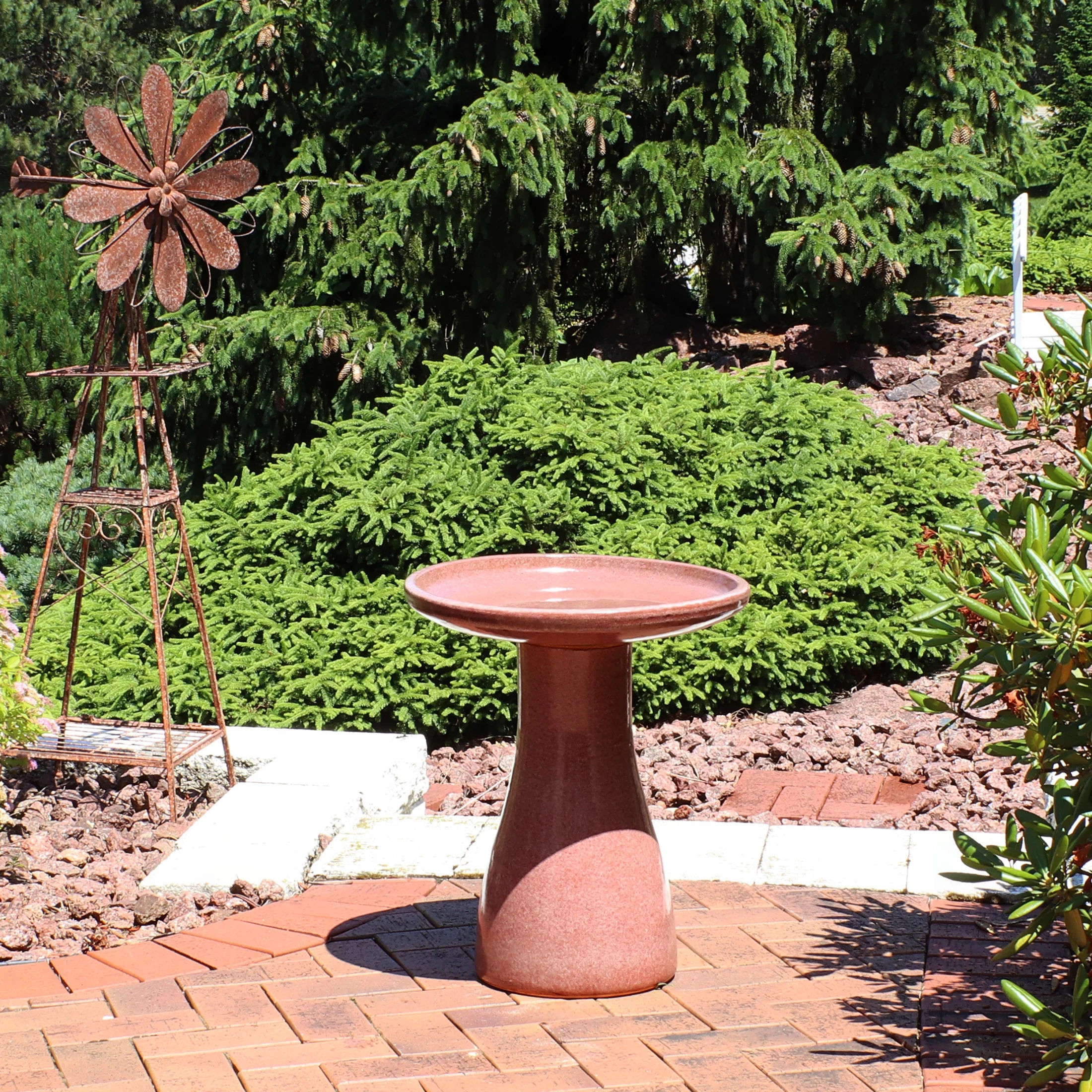 Sunnydaze Freestanding Ceramic Outdoor Bird Bath, Glazed, UV-Resistant Galaxy Blue Finish - Image 32