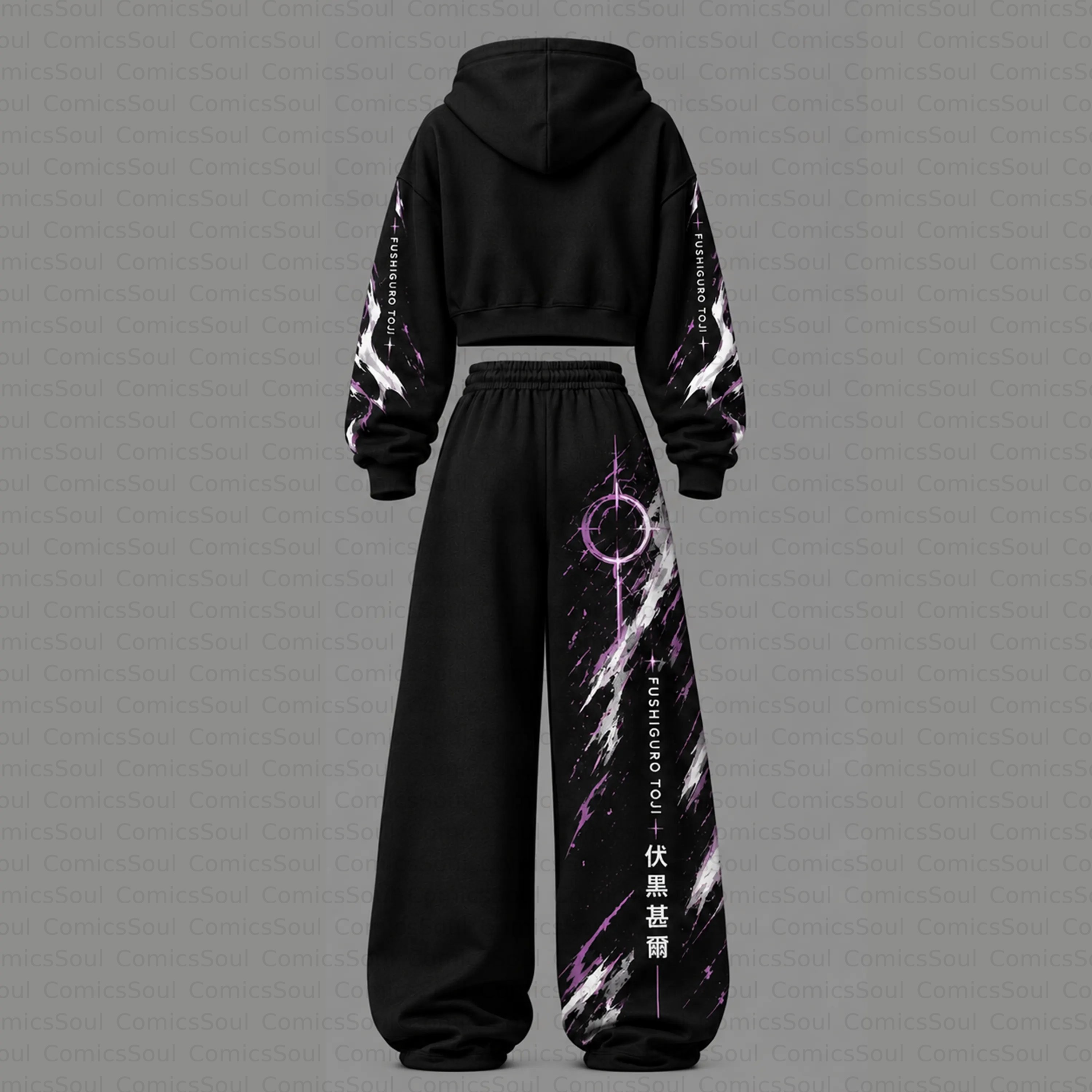 Jujutsu Kaisen Cropped Long Sleeve Hoodie & High Waist Jogger Pants Two Piece TeeThreads Sustain the Scene with Custom Apparel