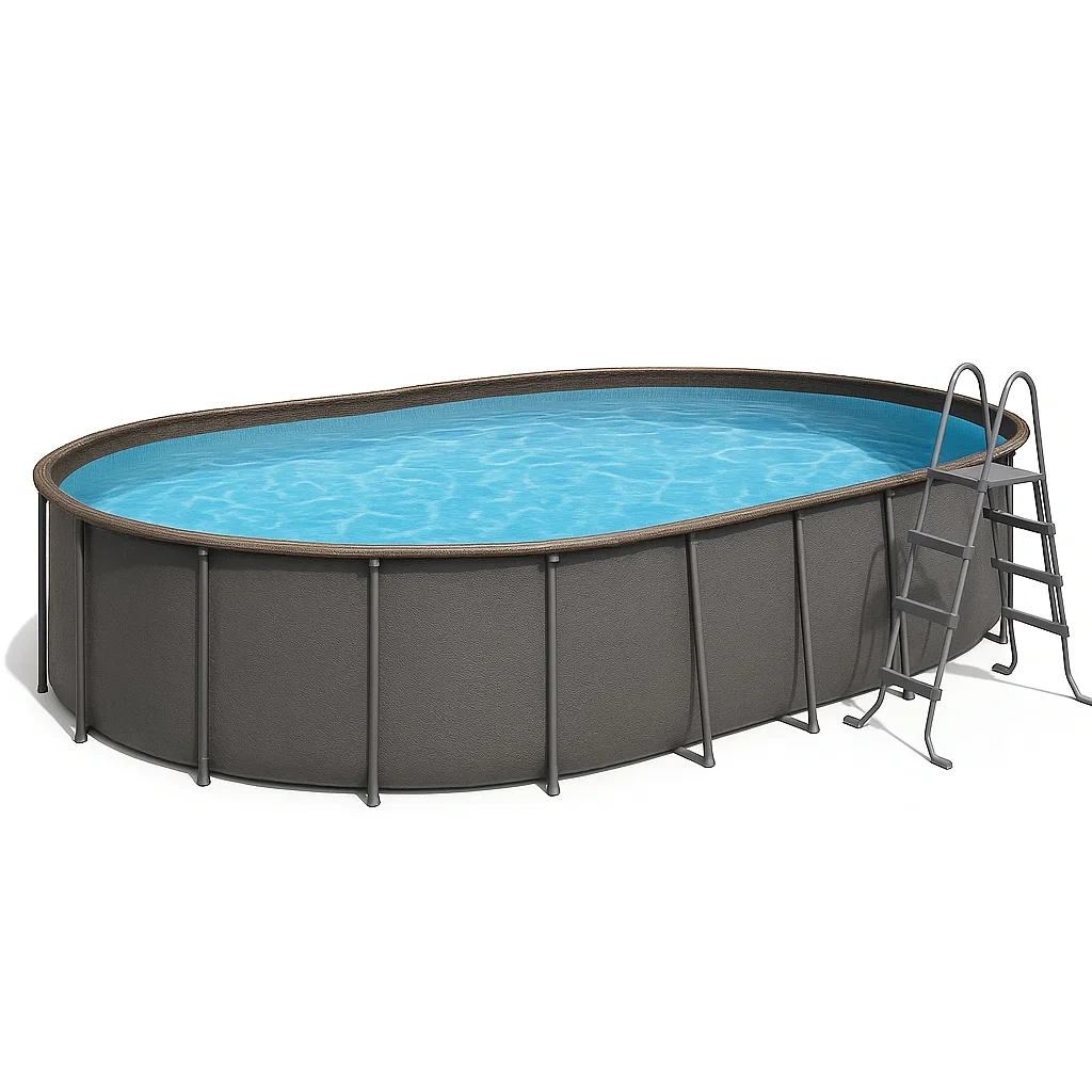 Piscina tubular ovalada desmontable 472x286x104 cm gris oscuro SHOPXoX141MD