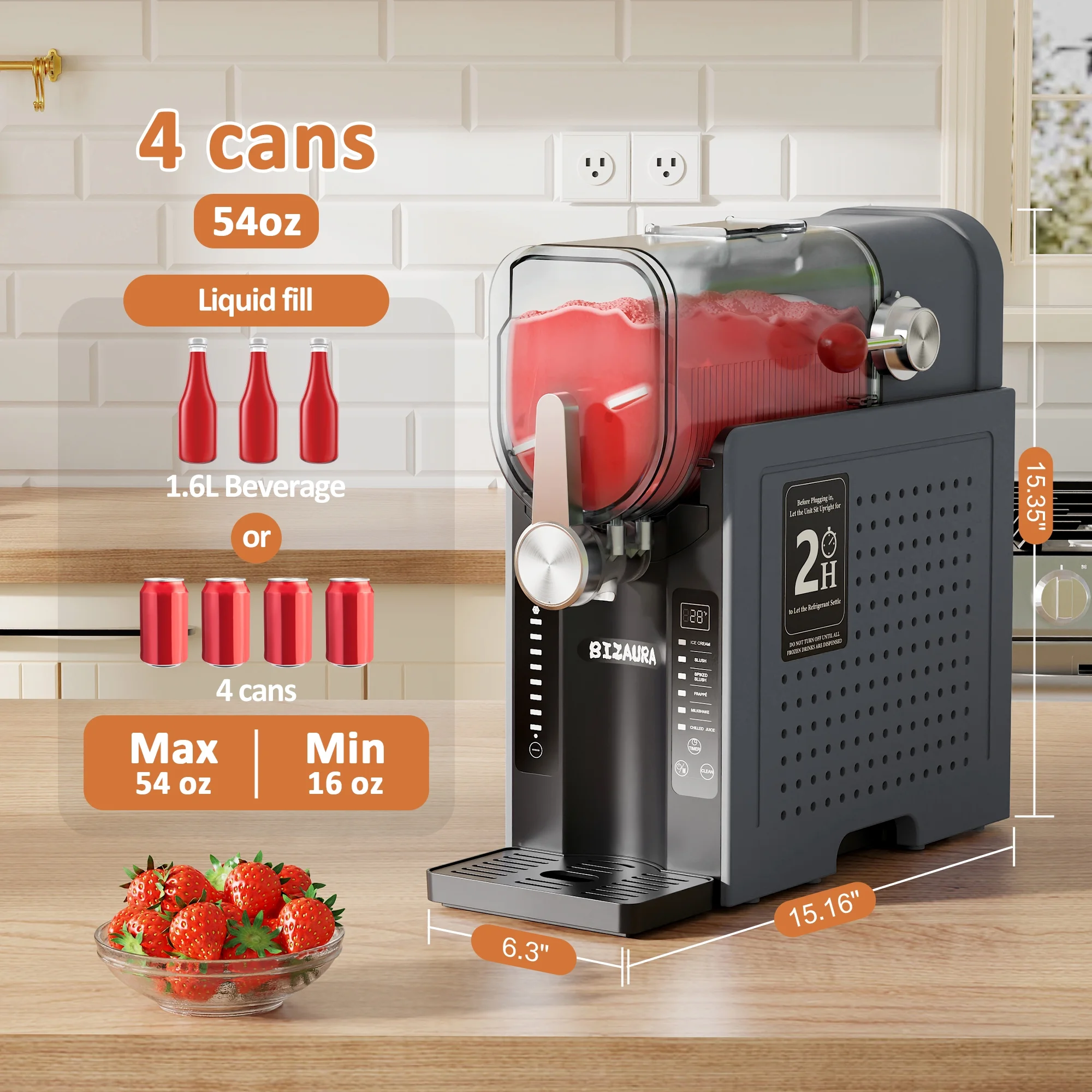 BIZAURA Slushie Machine, Slushy Machine for Home No Ice Need, Professional Frozen Drink Maker, 6 Presets for Milkshakes, Frapp-s, Slush, Ice Cream - Image 4