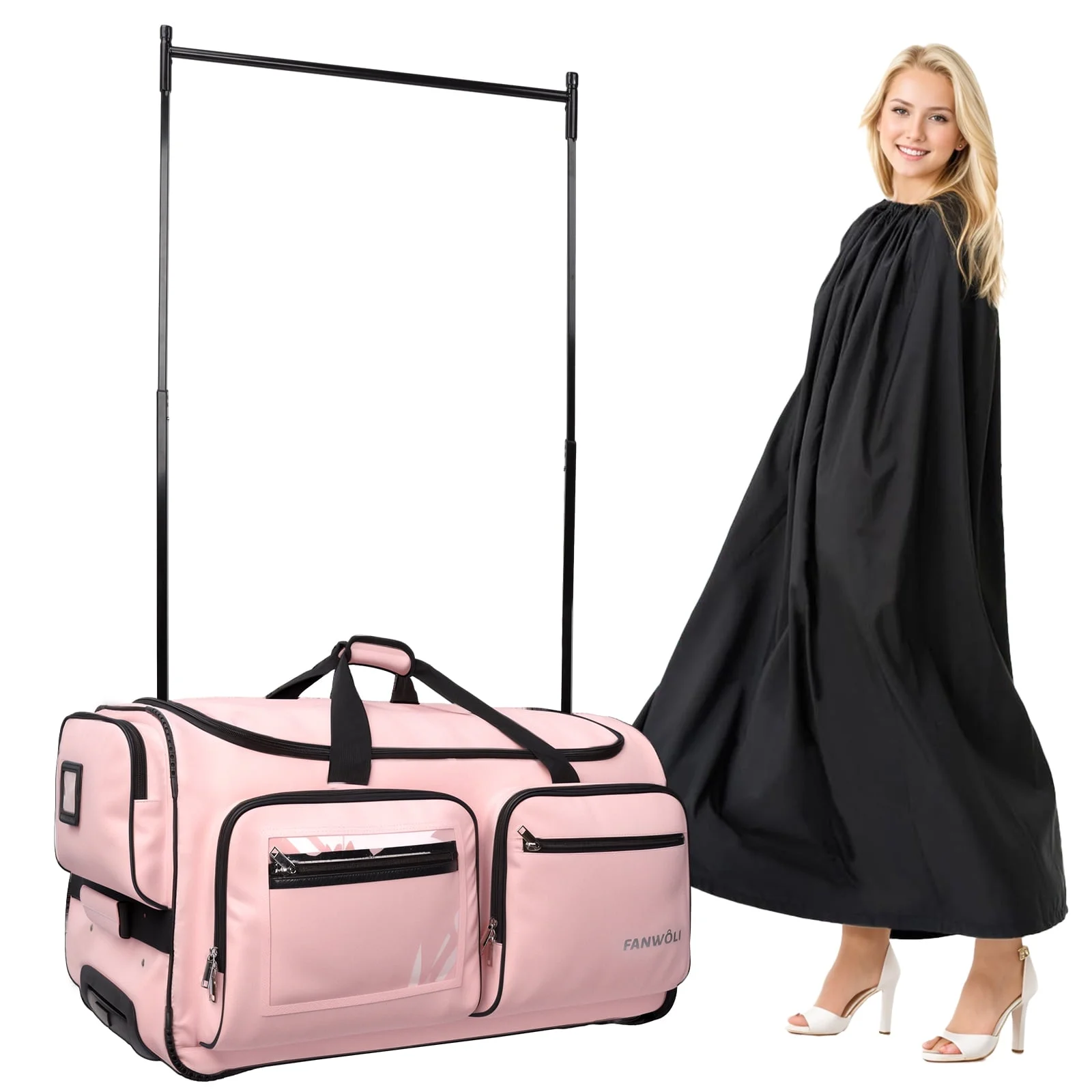 Fegat Dance Bag with Garment Rack - 28"Collapsible Rolling Competition Dance Duffle Bag Lightweight Costume Wheeled Suitcase for Dancers Shows Livestreamer Athletes - Image 18