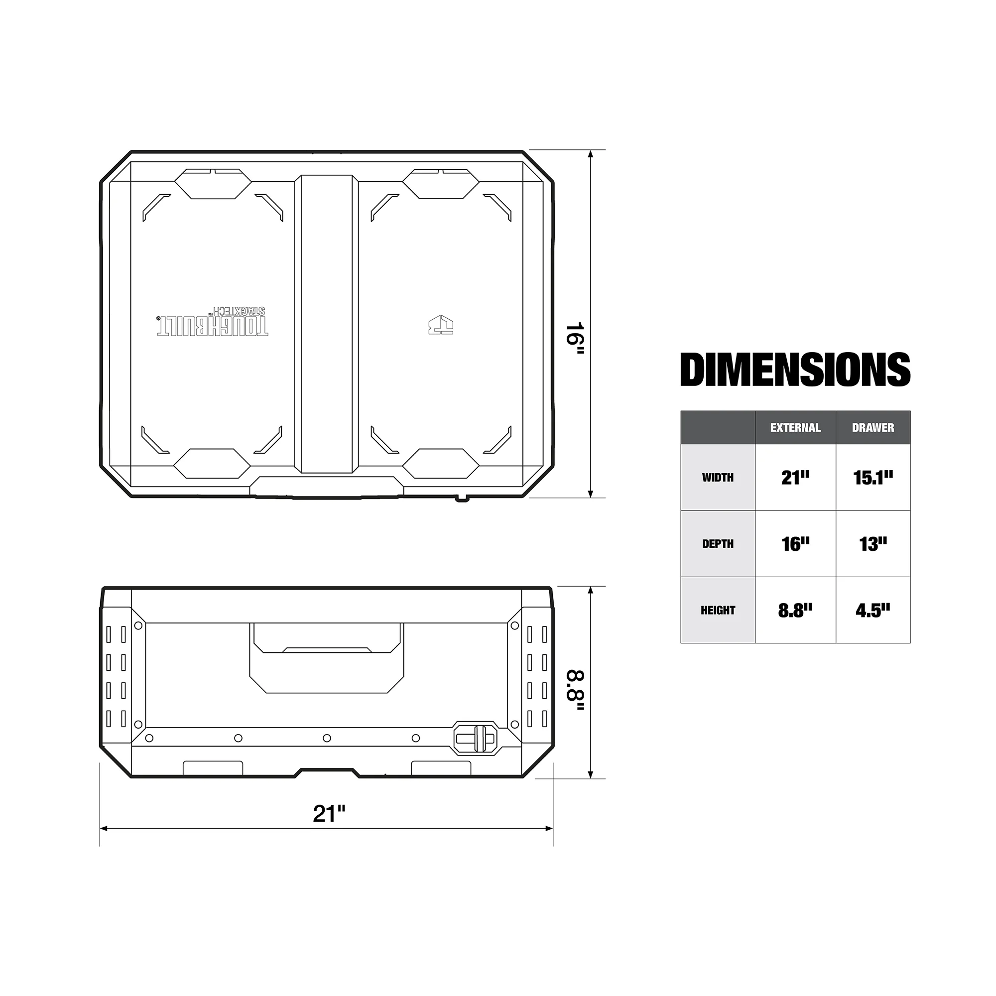 ToughBuilt StackTech 1 Drawer Toolbox, Heavy-Duty Stackable Tools Storage, 50 lb Capacity - Image 10