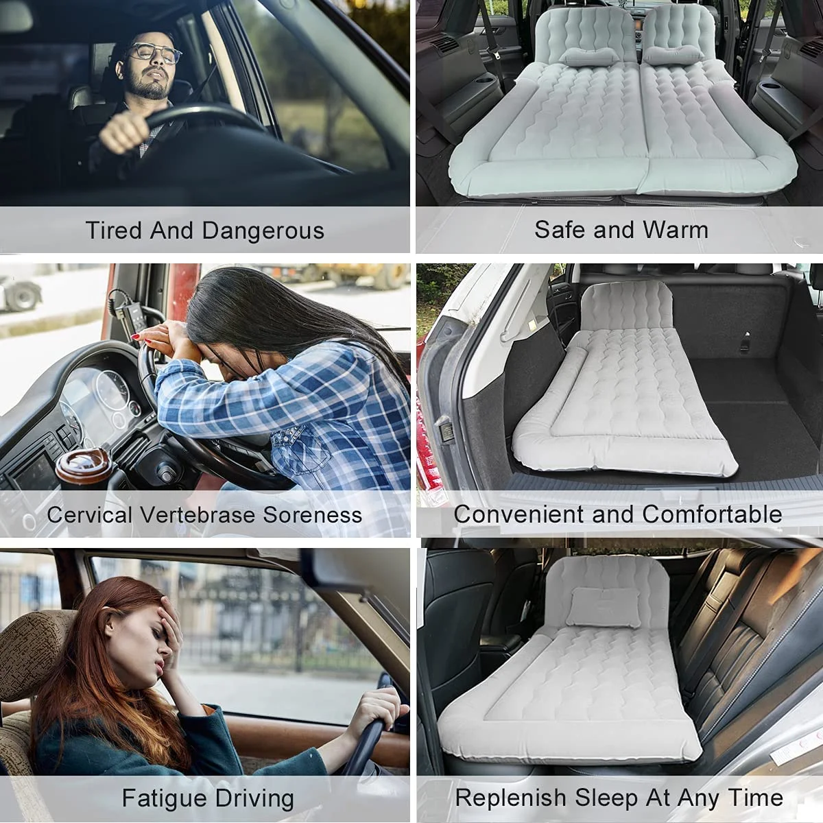 3 in 1 SUV Air Matterss | Car Mattress with Electric Air Pump-2 Support Fillers & 2 Pillows Fits SUV|MPV|Minivan for Road Trip Camping Black - Image 10