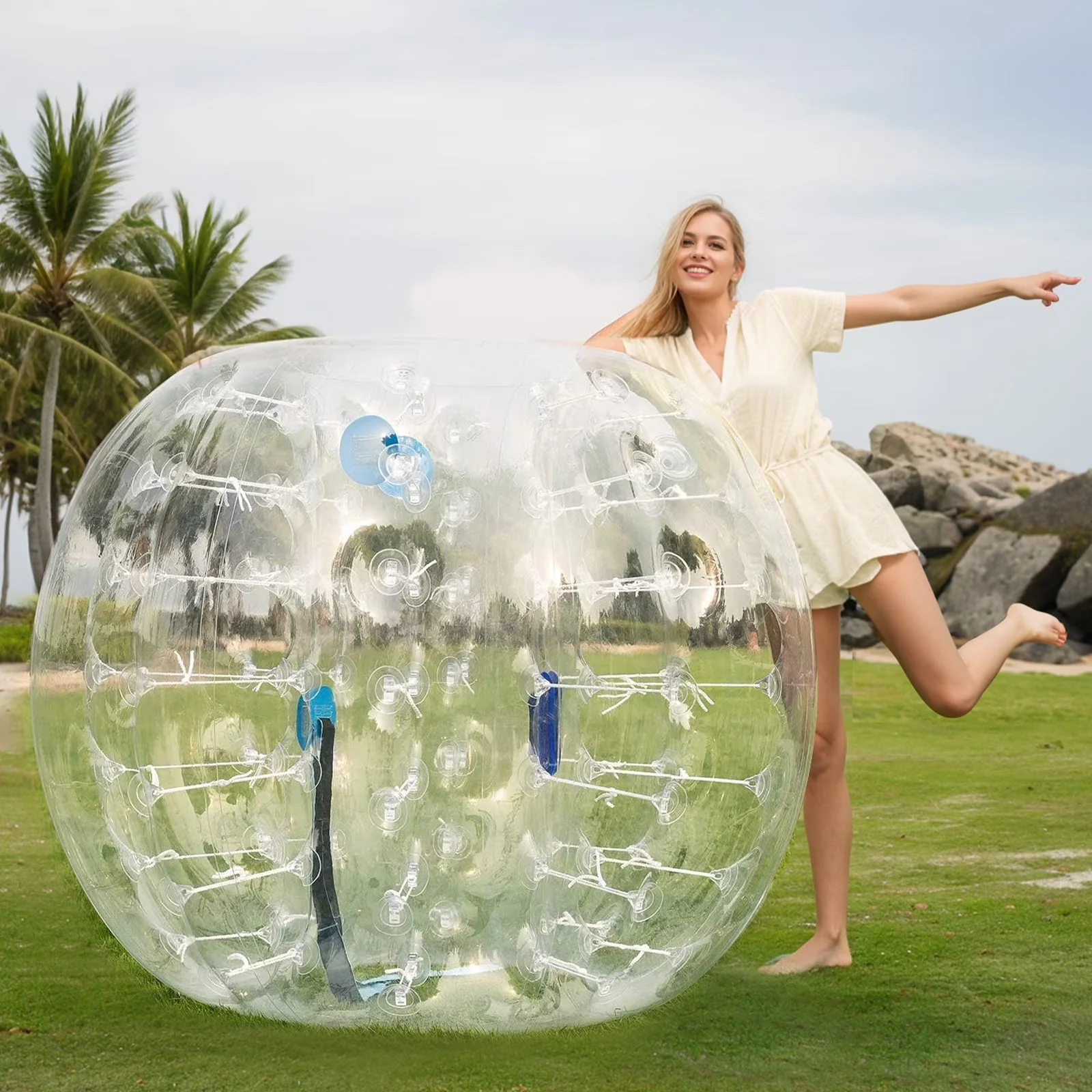 KFFKFF Inflatable Bumper Balls 4FT/1.2M 2-Pack, Transparent Dots - HCPPQ-005 KFFKFF Inflatable Bumper Balls 4FT/1.2M 2-Pack, Transparent Dots - HCPPQ-005