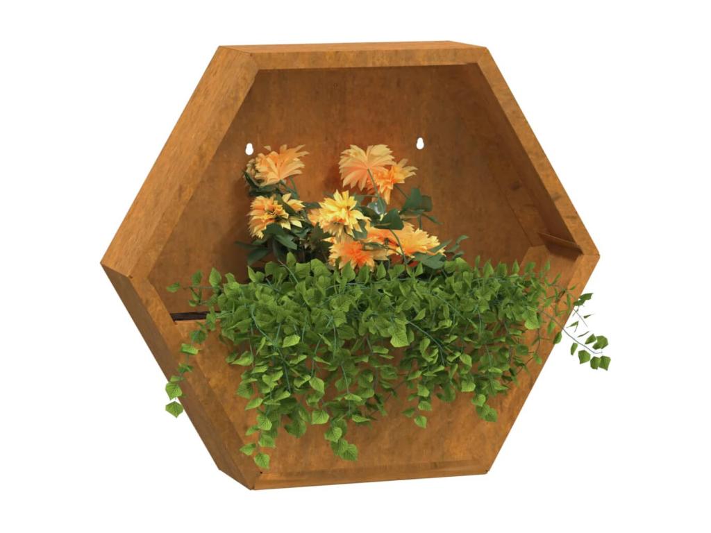 Decoratodo de pared 2 uds acero corten oxidado 46x10x40 cm