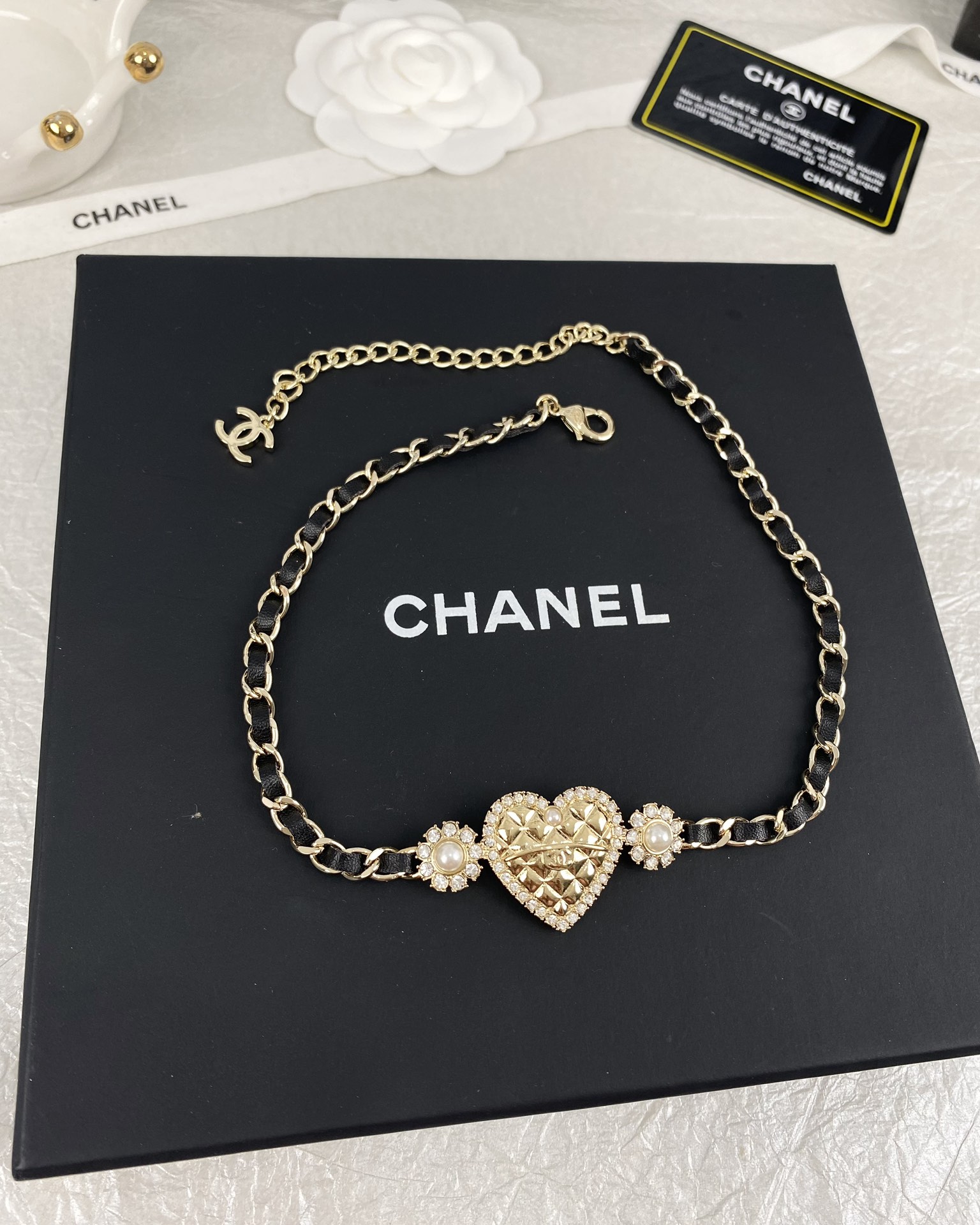 Chanel Leather Chain Love Heart Choker Necklace - Original Replica Club