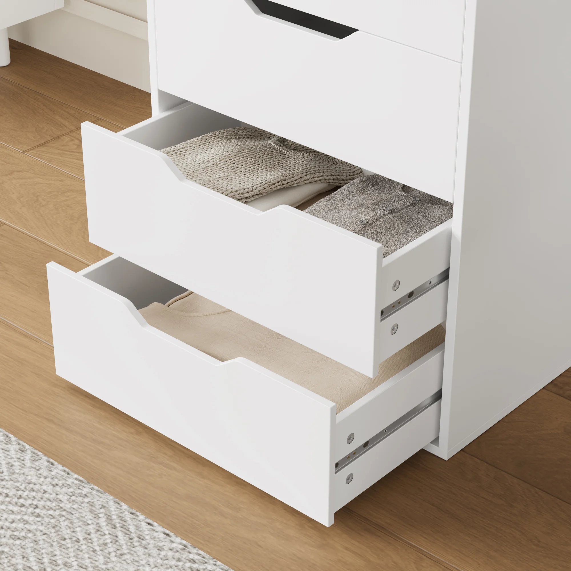 Homfa Vertical 8 Drawer Dresser, 44.5-H Modern Drawers Dresser for Bedroom Living Room, White - Image 4