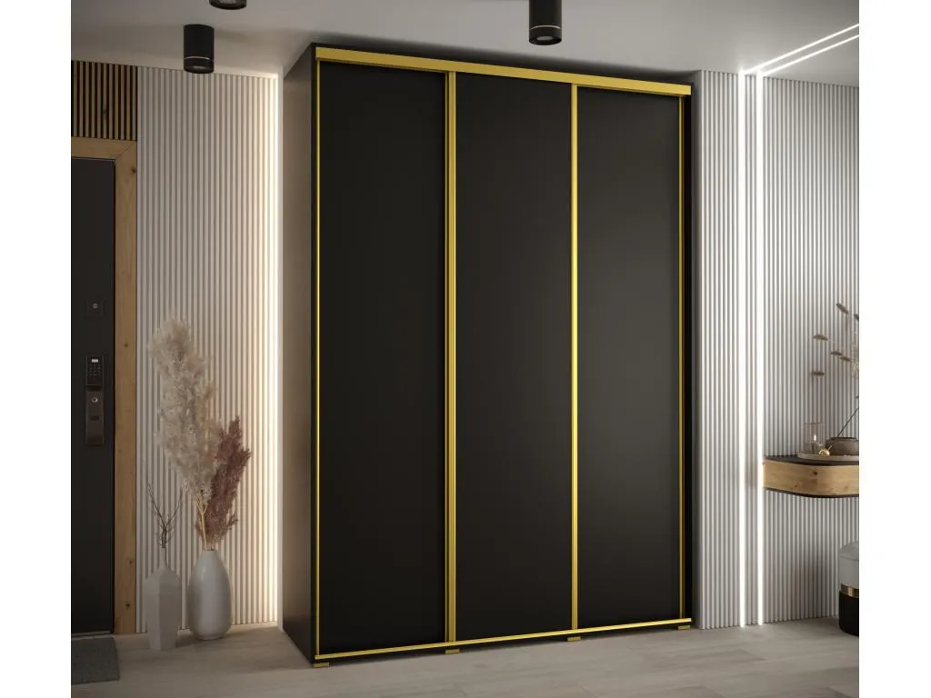 ARMARIO Lluesmamuebles 1 DE PUERTAS CORREDERAS 235.2/170/60 3 puertas (Negro/Negro/Oro)
