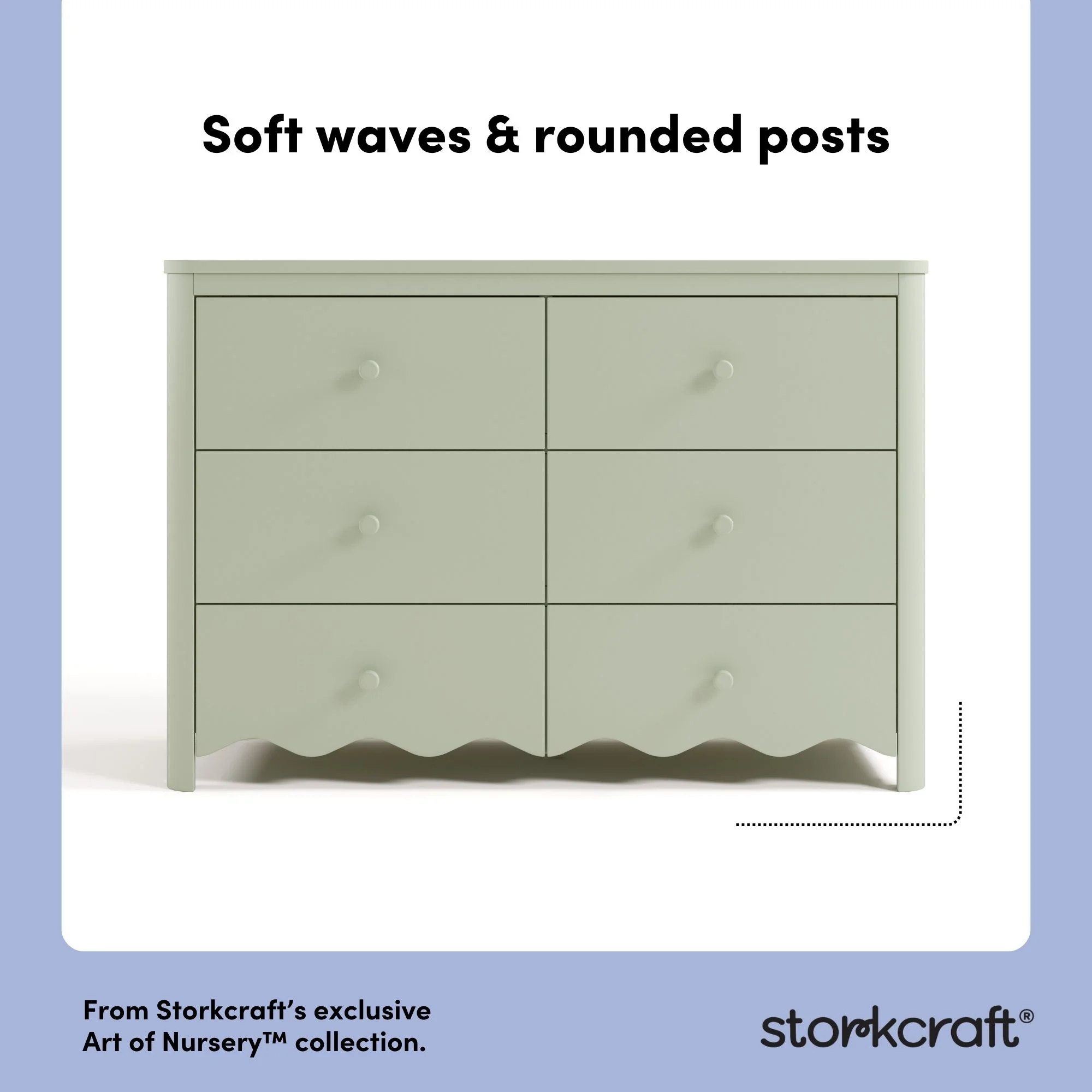 Storkcraft Casablanca 6 Drawer Nursery Dresser, Sage - Image 4