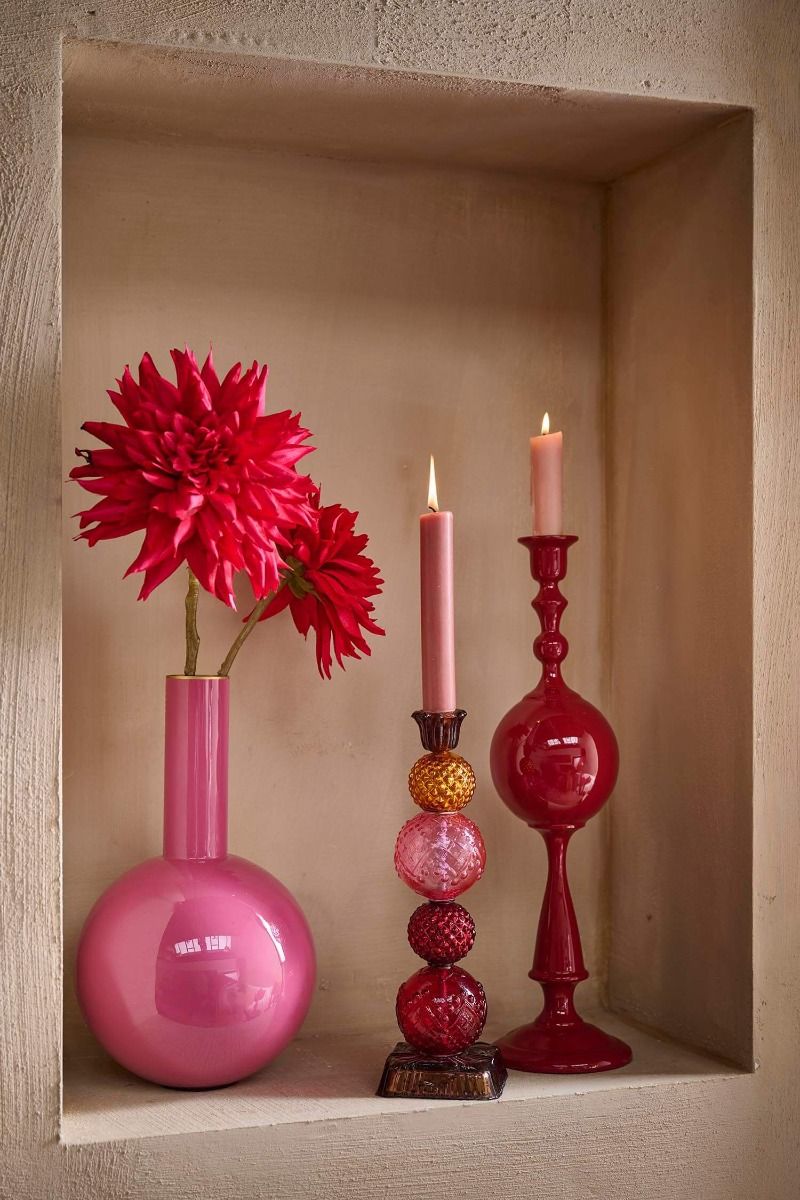 Candle Holder Metal Sphere Dark Red 44cm