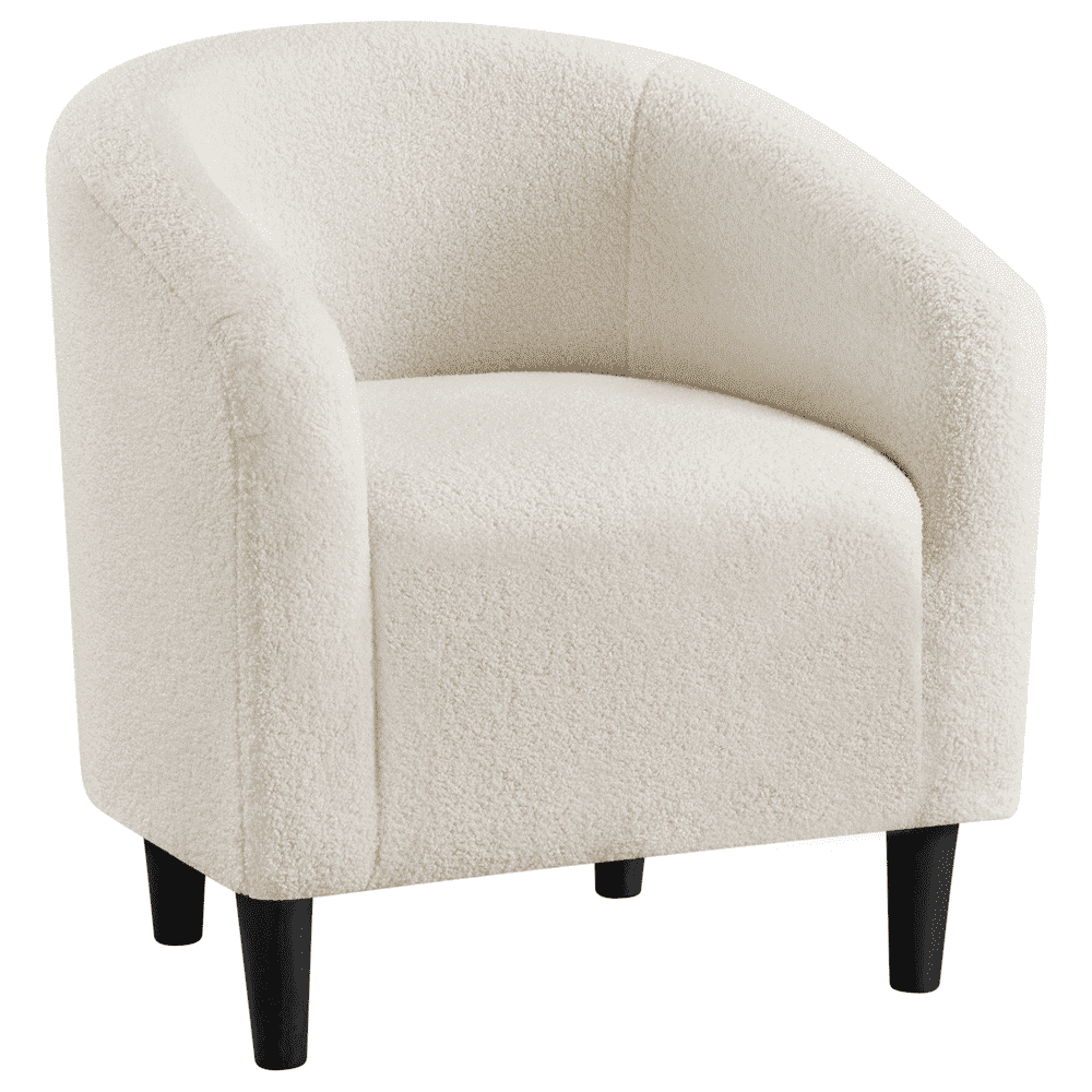 Yaheetech Upholstered Club Chair Accent Barrel Chair, Ivory(Blue/Single)