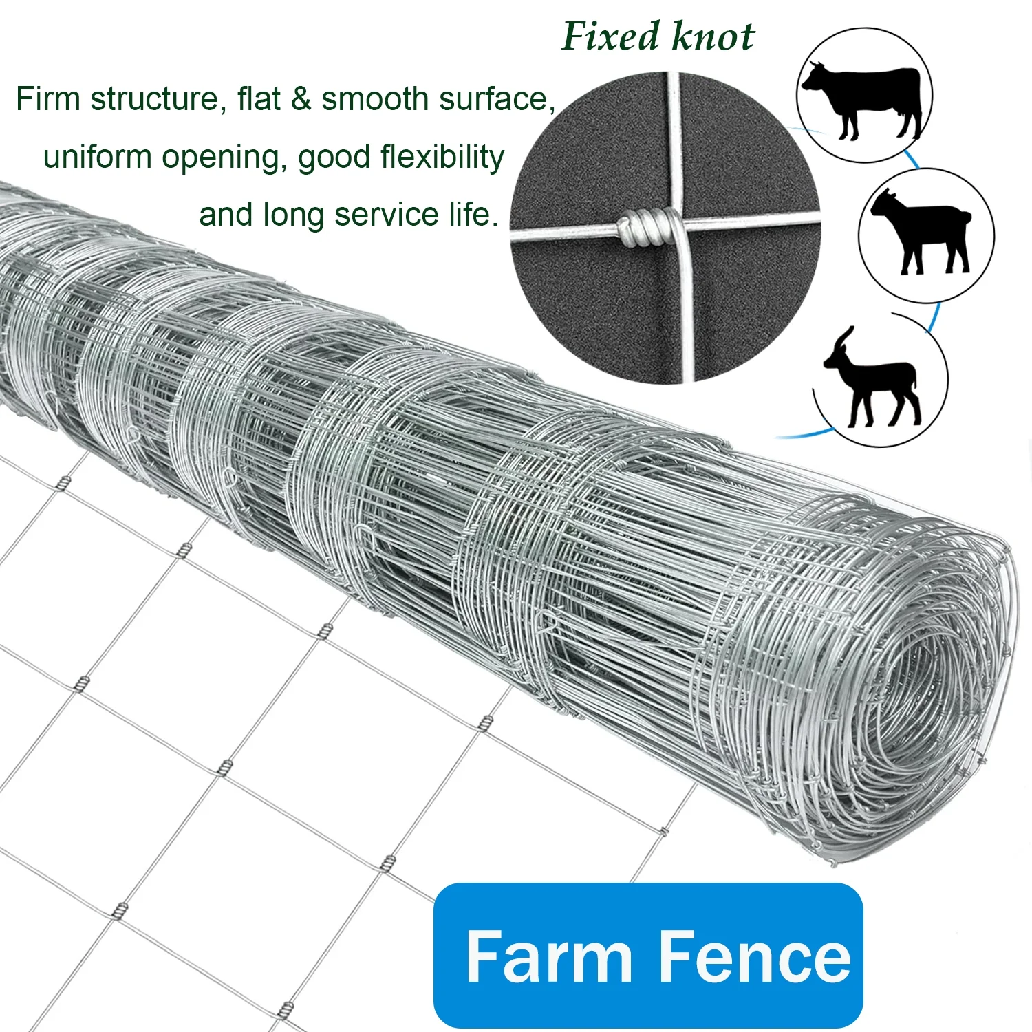 Farm Fence, 4ft x 164ft Galvanized Wire Fencing, Cattle Fence, Deer Fence, Heavy Zinc Coating Farm Fence Used to Hog Goat Fencing for Yard Garden and Field - Image 13