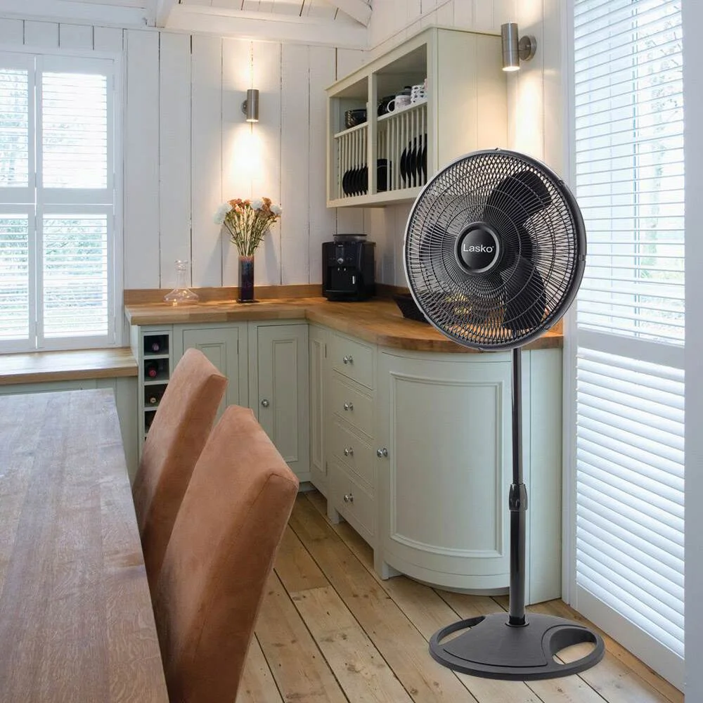 Lasko 16" Oscillating 3 Speed Adjustable Pedestal Stand Fan, Black (2 Pack) - Image 4