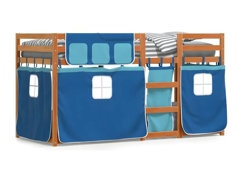 Litera con cortinas Lluesmamuebles maciza de Lluesmamuebles azul 90x190 cm