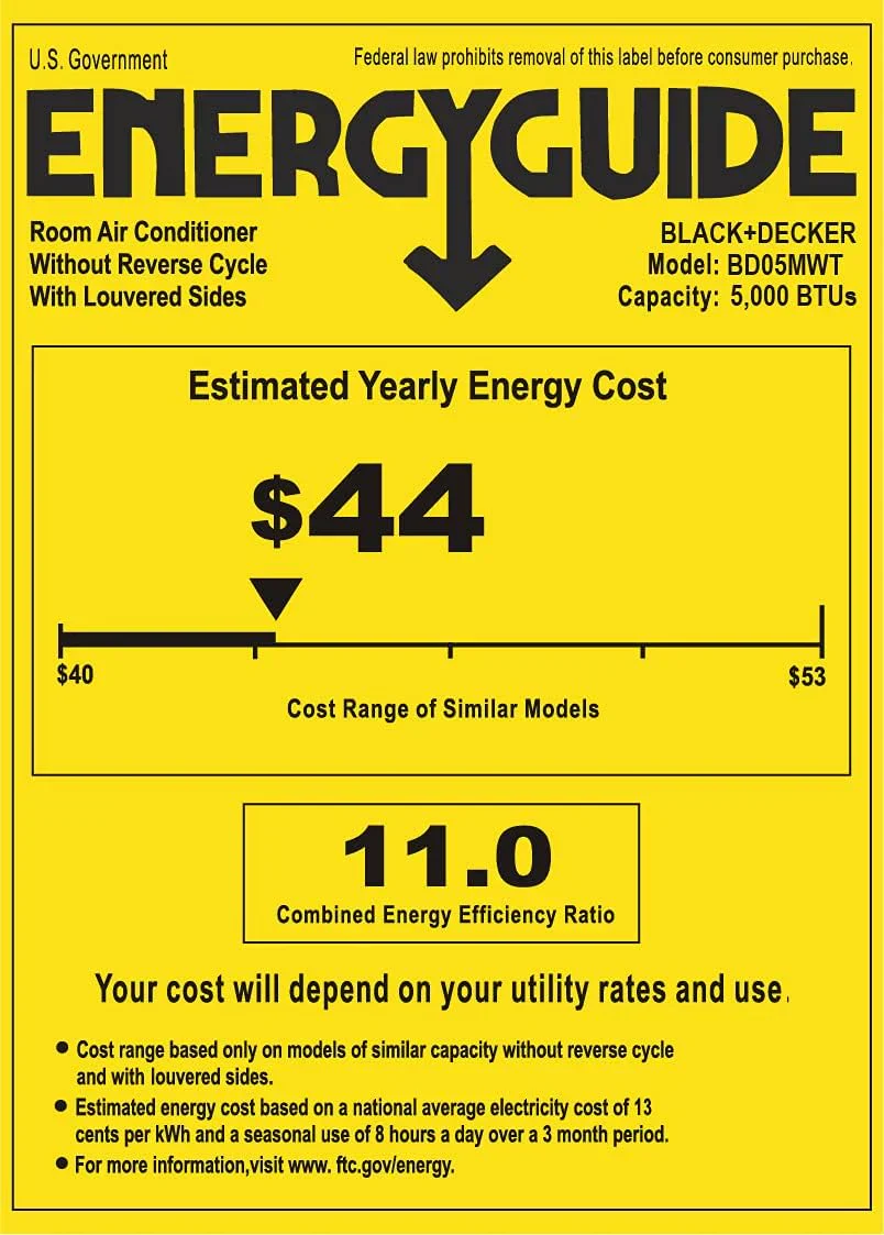 BLACK+DECKER Window Air Conditioner 5000 BTU Cools Up to 150 Square Feet AC Mechanical Controls