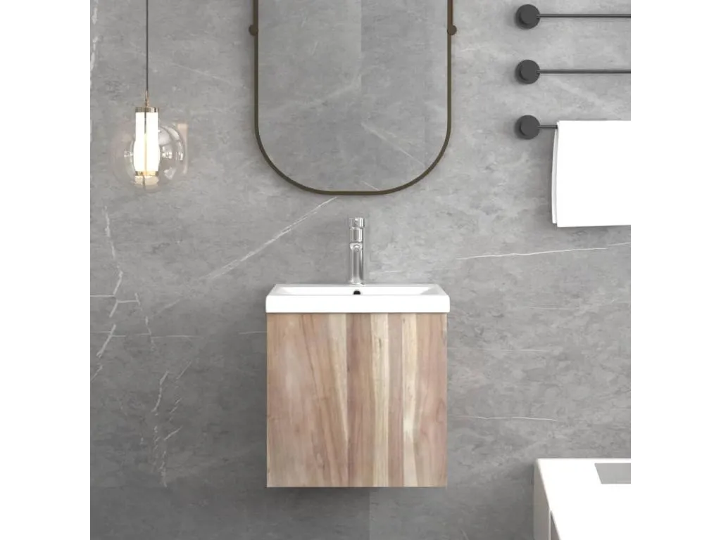 Armario de baño de pared Alkihogares maciza de teca 41x38x40 cm