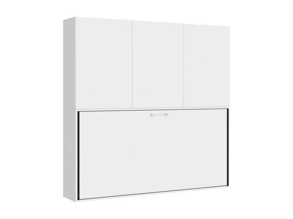 Cama abatible individual horizontal Vivircalido con colchón composición D Fresno Blanco qskq81972