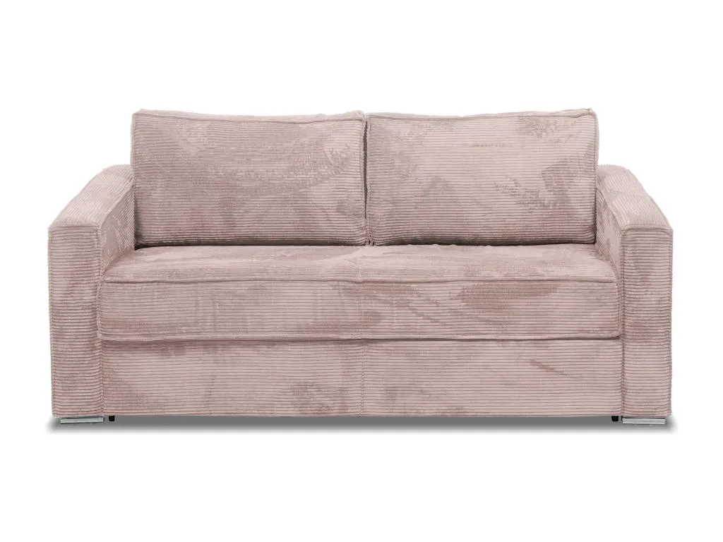 Sofá cama de 4 plazas de apertura rápida de pana rosa - Cama de 160 cm - Colchón de 14 cm Jmmhogar