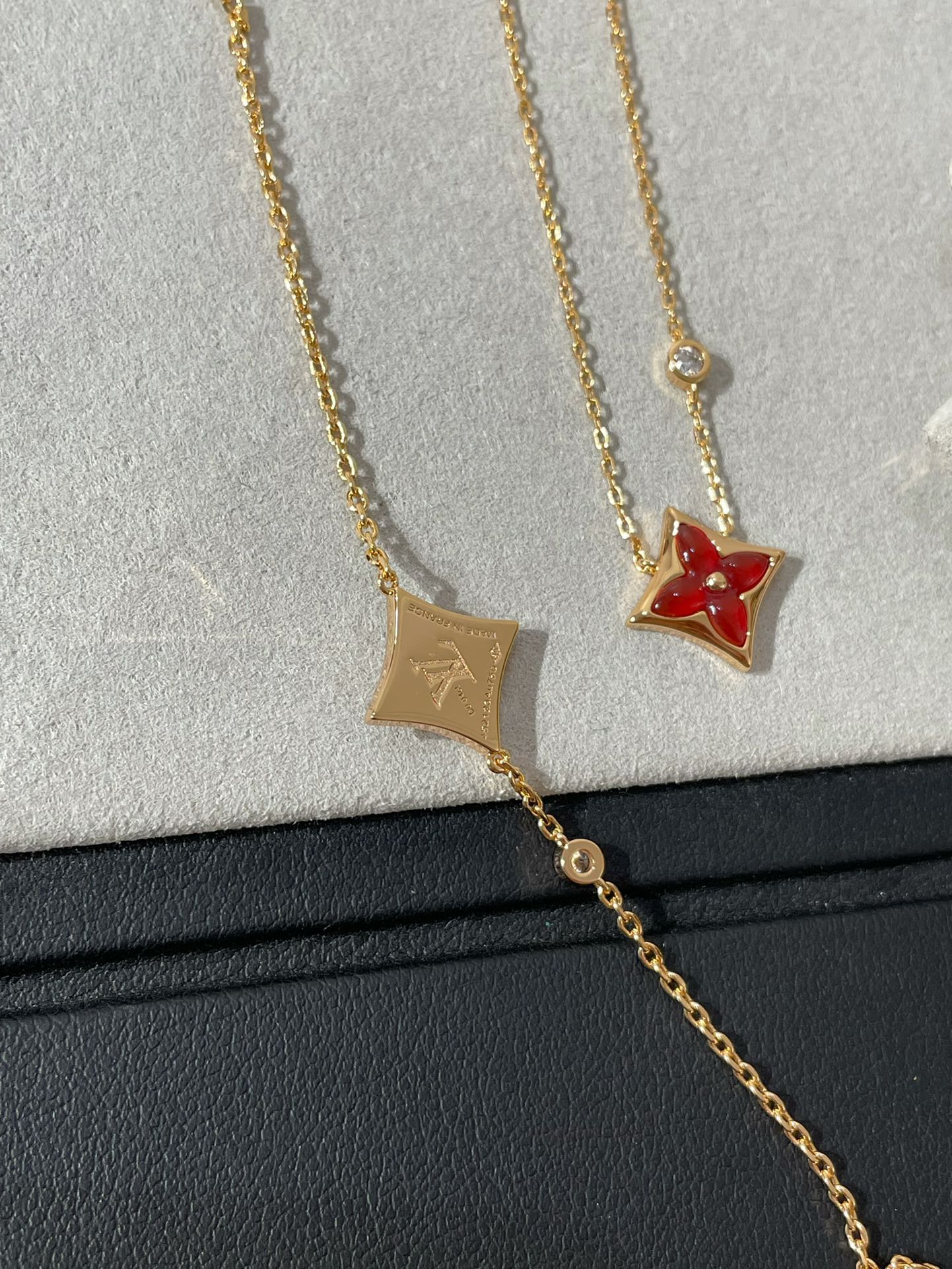 Louis Vuitton Red Sun Star Stud Earrings Bracelet Necklace - Original Replica Club