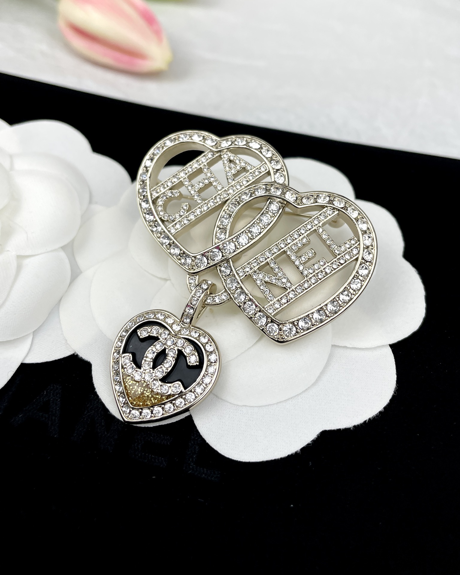 Chanel Three Hearts Monogram Brooch - Original Replica Club