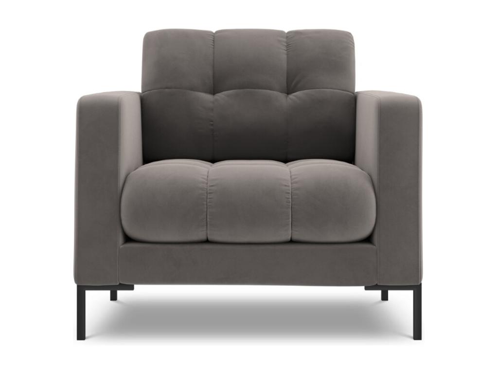 Sillón Confortzx de terciopelo gris claro - 87x92x75cm