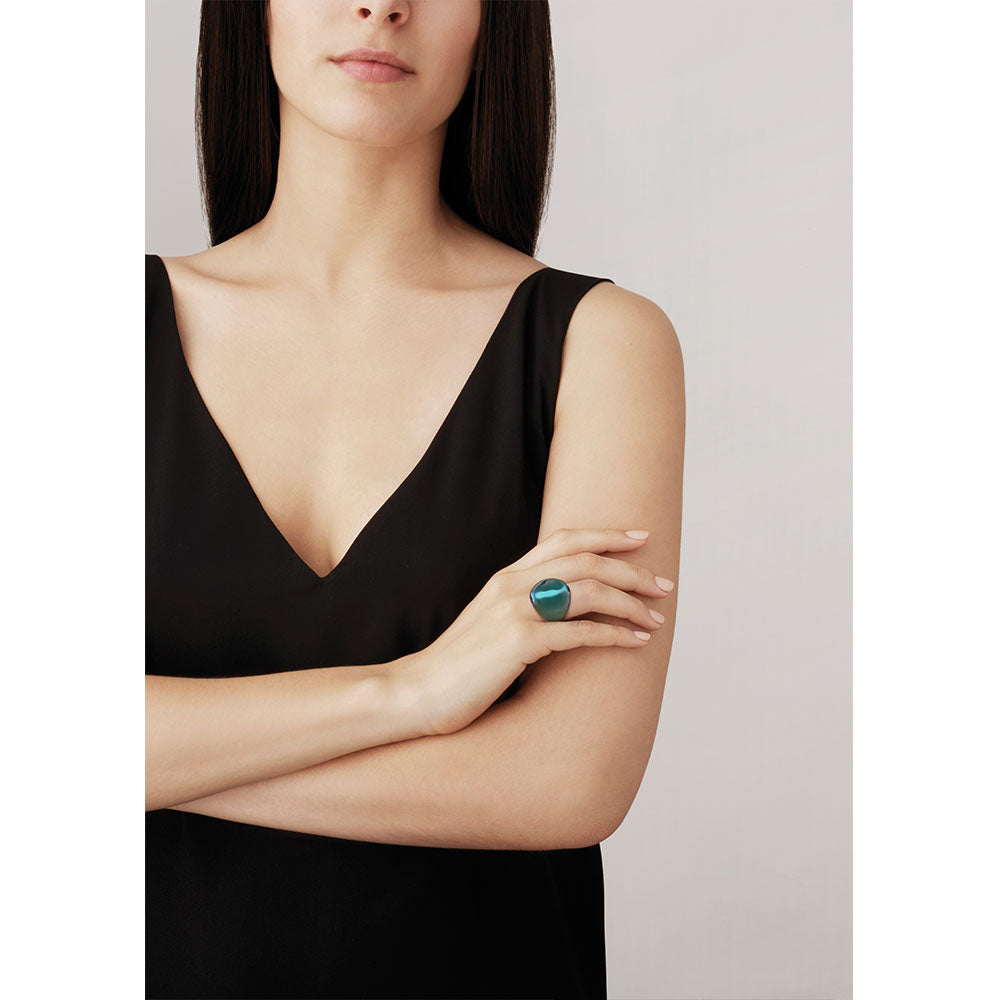BAGUE CABOCHON - CRISTAL VERT PROFOND