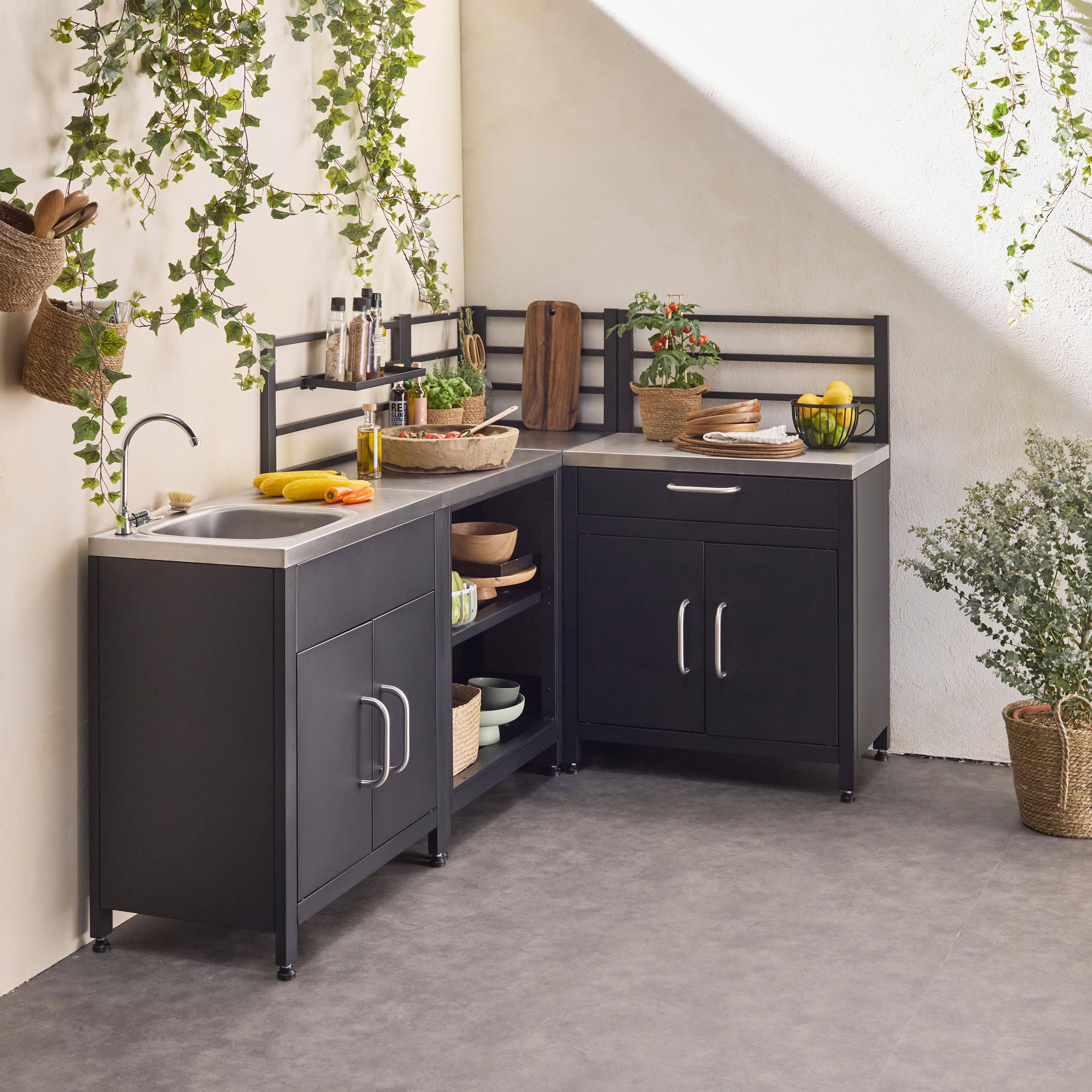 Grimaud - Cocina exterior de acero con 4 módulos