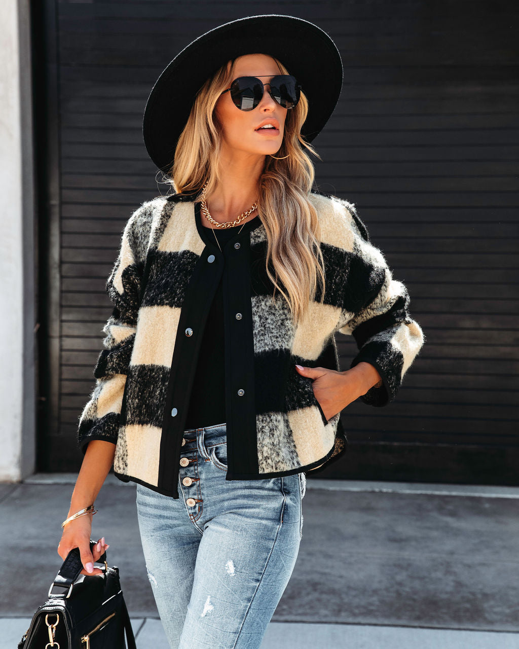 Classic Cozy Plaid Pocketed Jacket - SALE - Se7enfashion