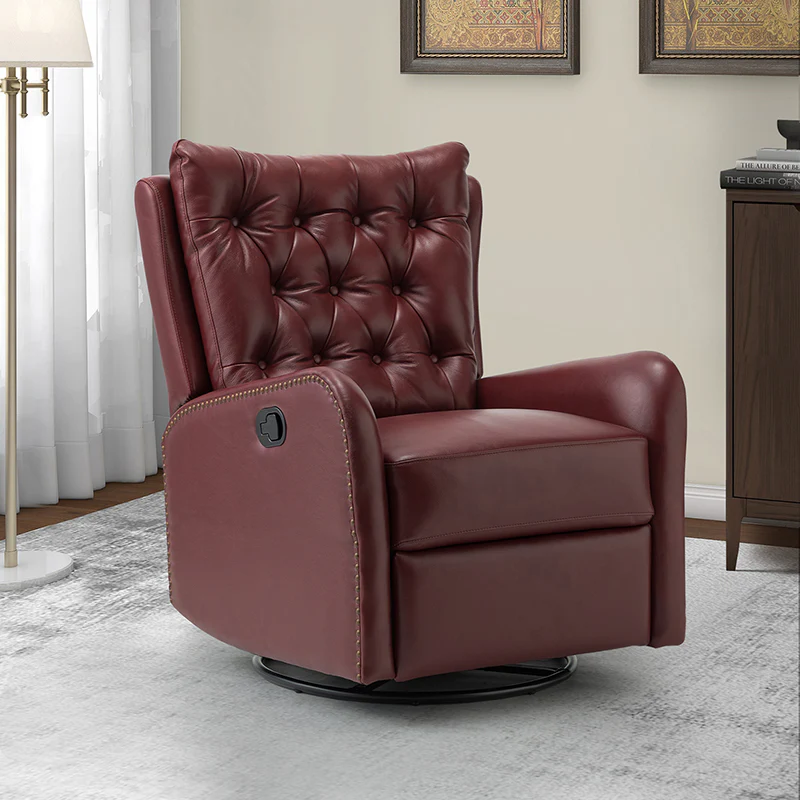 WAYFAIR Francisco Genuine Leather Manual Swivel Recliner