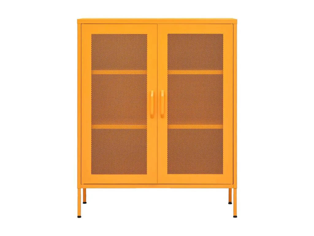 Armario de almacenaje en acero color amarillo mostaza 80x35x101.5 cm – Estilo retro