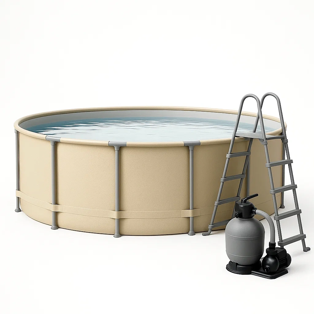 Piscina tubular redonda desmontable 448x105 cm Color beige con filtro y escalera dqwwKXd296Md