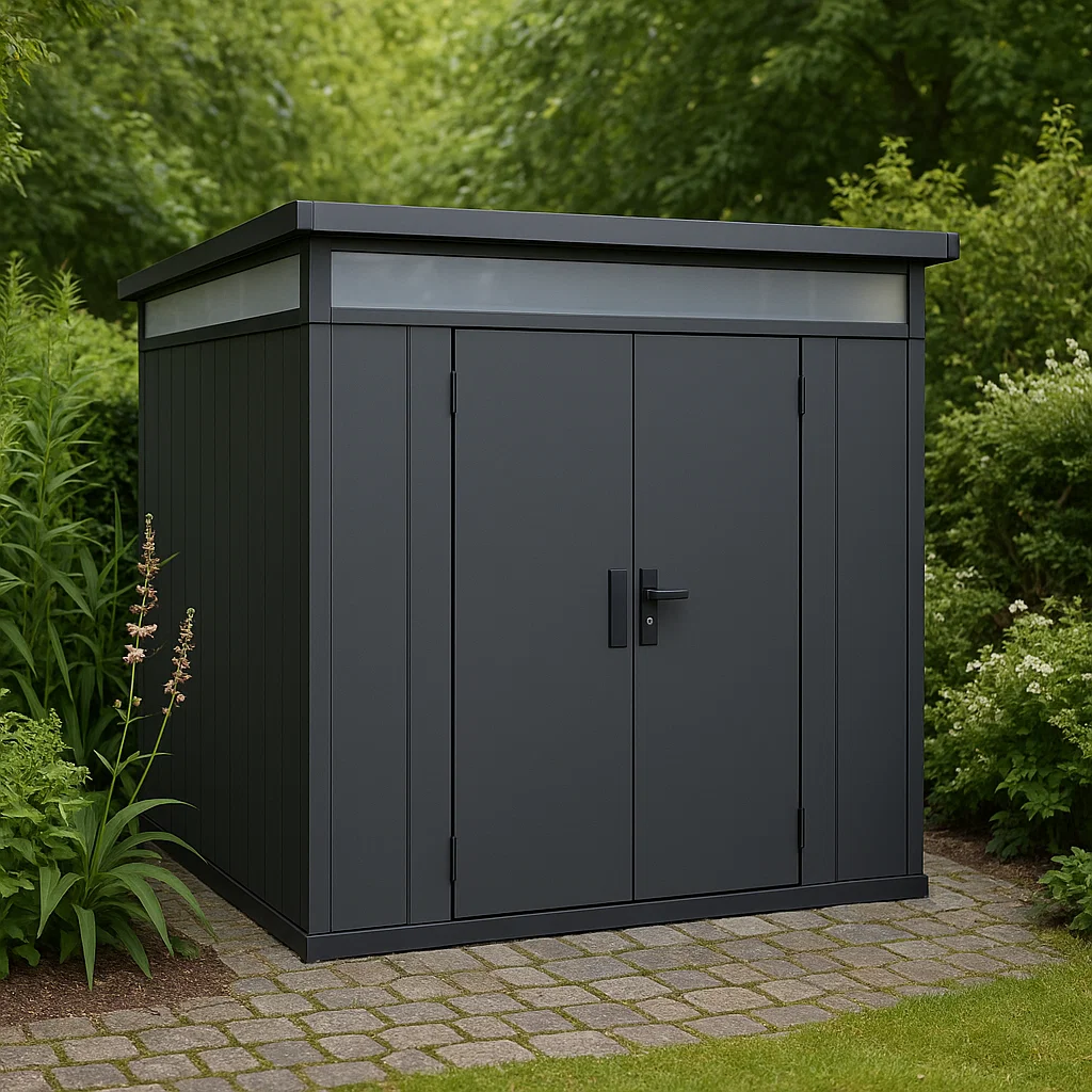 Caseta de jardín caseta metálica gris antracita acero exteriores jardín 210x160x200 cm jMncGpN222rE