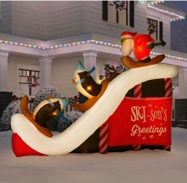 WAYFAIR Christmas-Inflatable Santa Ski Scene