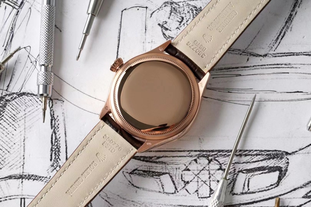 Rolex Cellini Dual Time 50525 Silver Dial Brown Leather Strap 39mm Mens Replica Watch