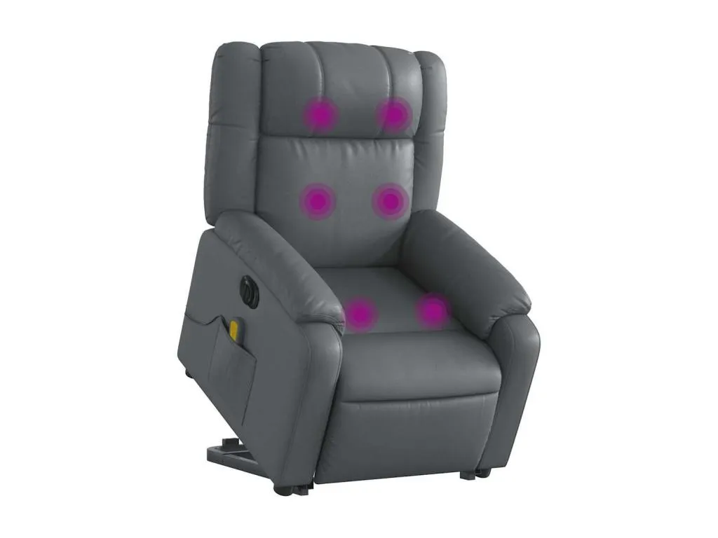 Sillón de masaje elevable eléctrico cuero sintético gris