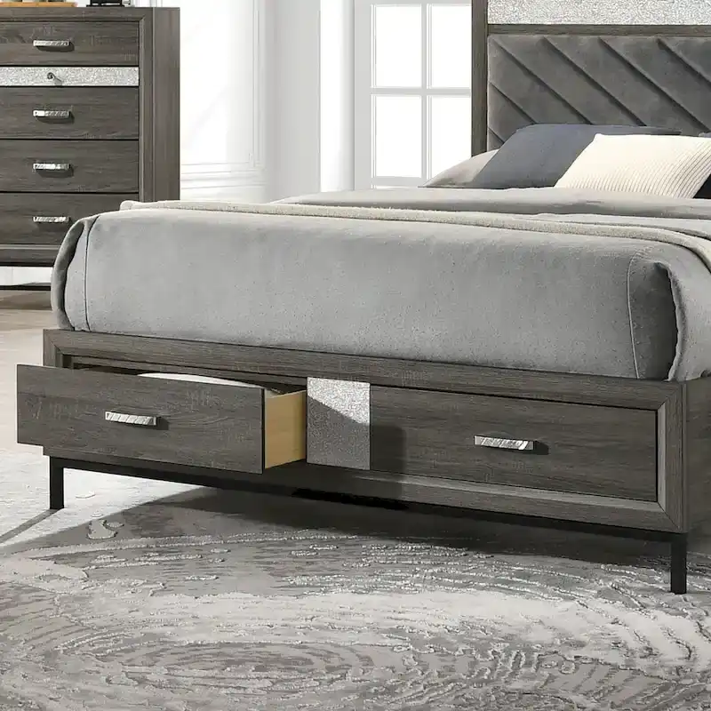 Contemporary Grey 6-Piece Platform Bedroom Set by Furniture of America - Heinisk Collection