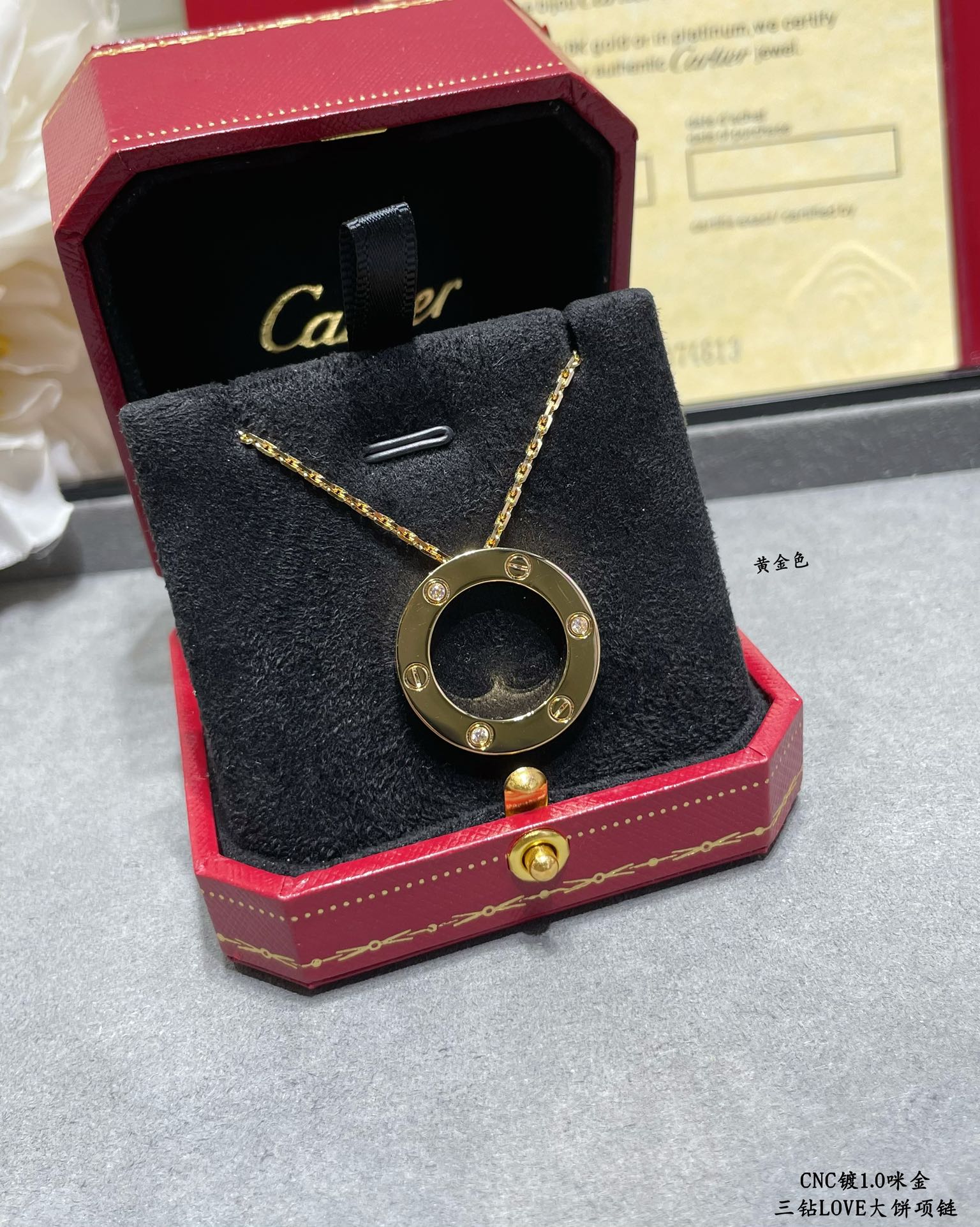 Cartier 3 Diamonds Paved Trinity Pendant Necklace - Original Replica Club