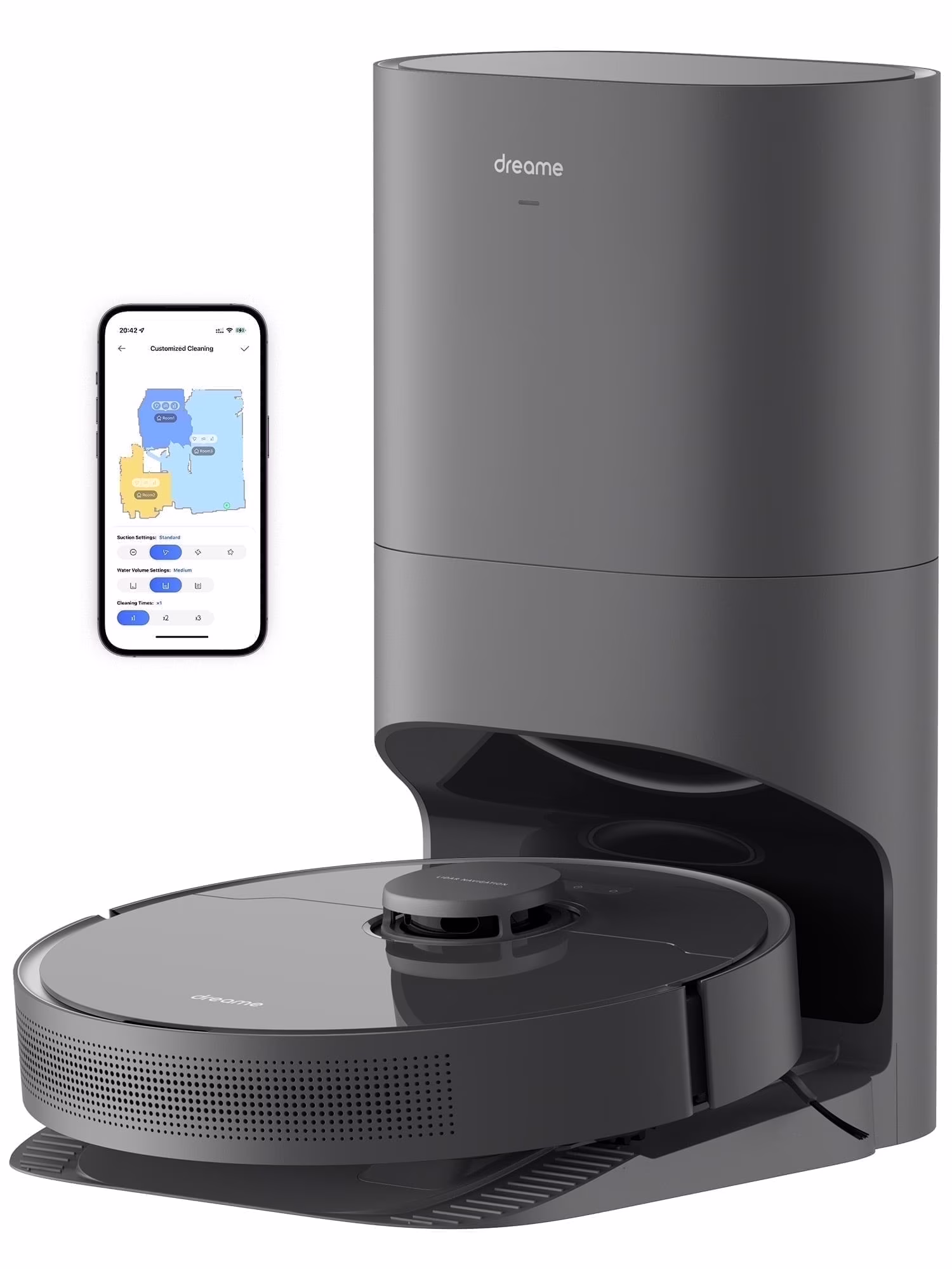 Dreame 3-in-1 Robot Vacuum and Mop, Advanced AI and LiDAR Navigation, Self-Emptying Base, D10s Plus